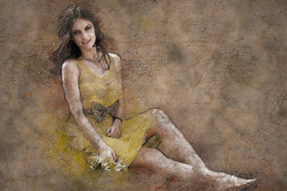 Girl abstract vintage art free image download