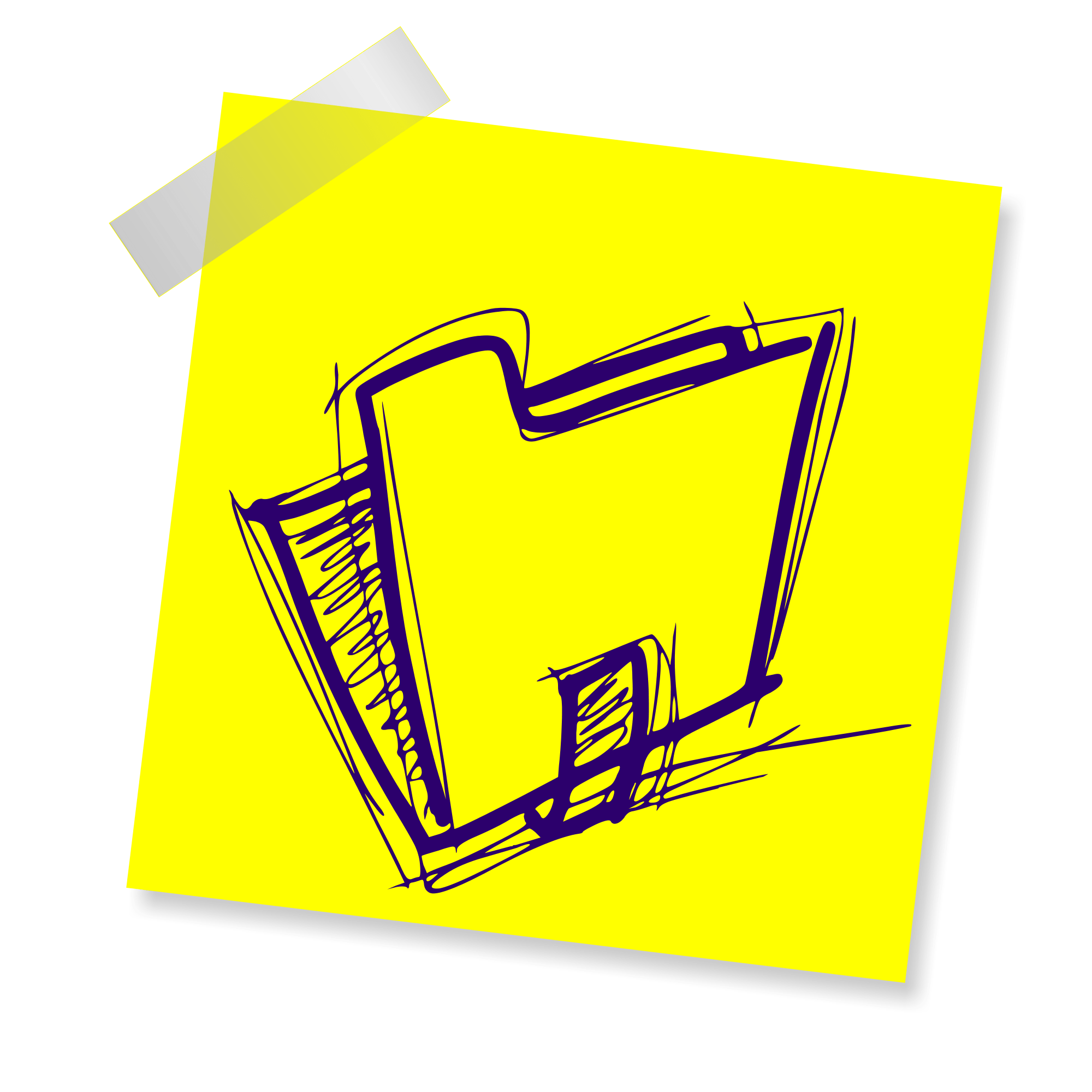 Folder, drawing on yellow sticker free image download