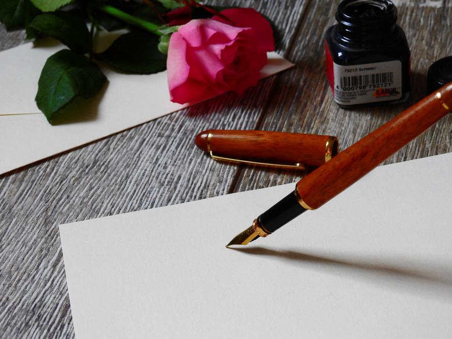 Letter, fountain pen on blank paper free image download