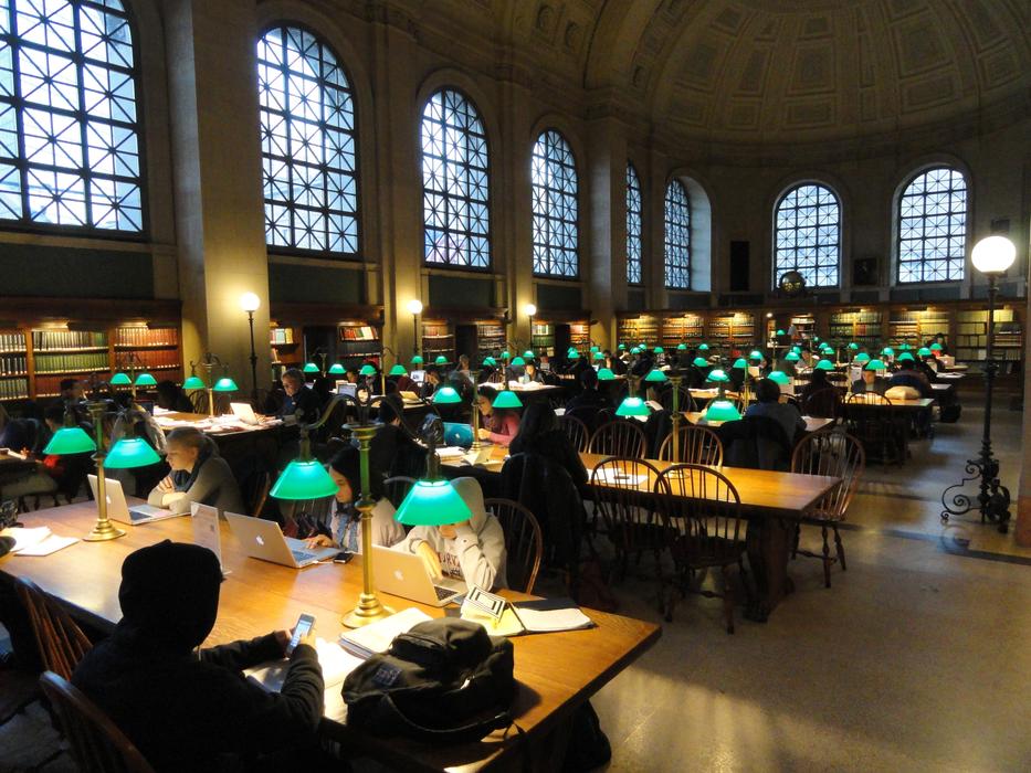 Boston Public Library green lamps free image download