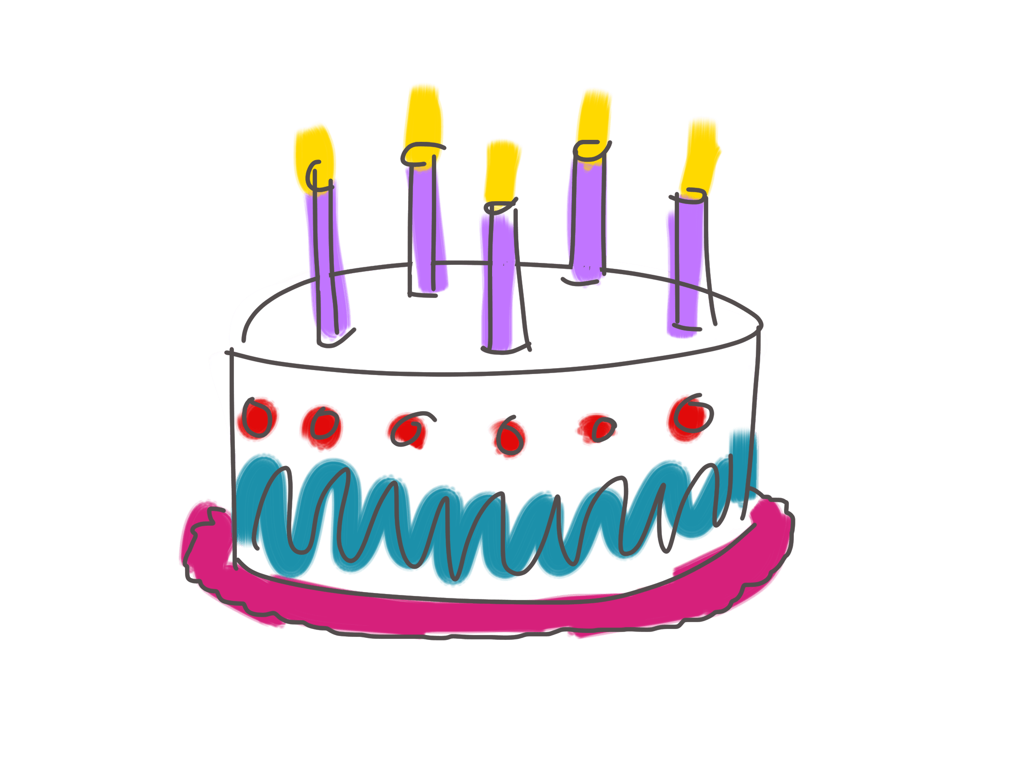 Birthday cake with colors candles free image download