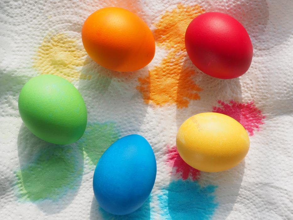 Easter Eggs Colors yellow, orange, red, green, blue free image download