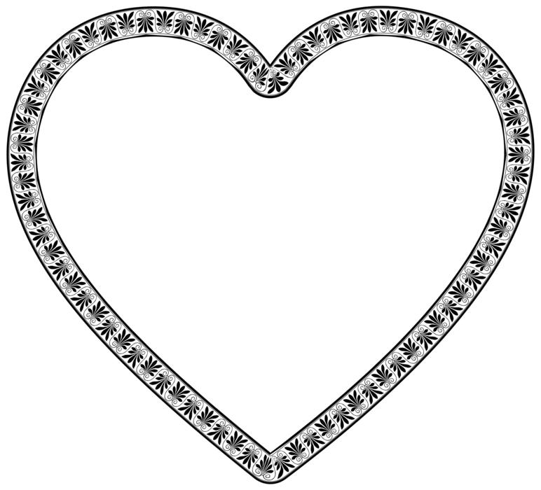 Heart shape decorative frame with floral ornament free image download