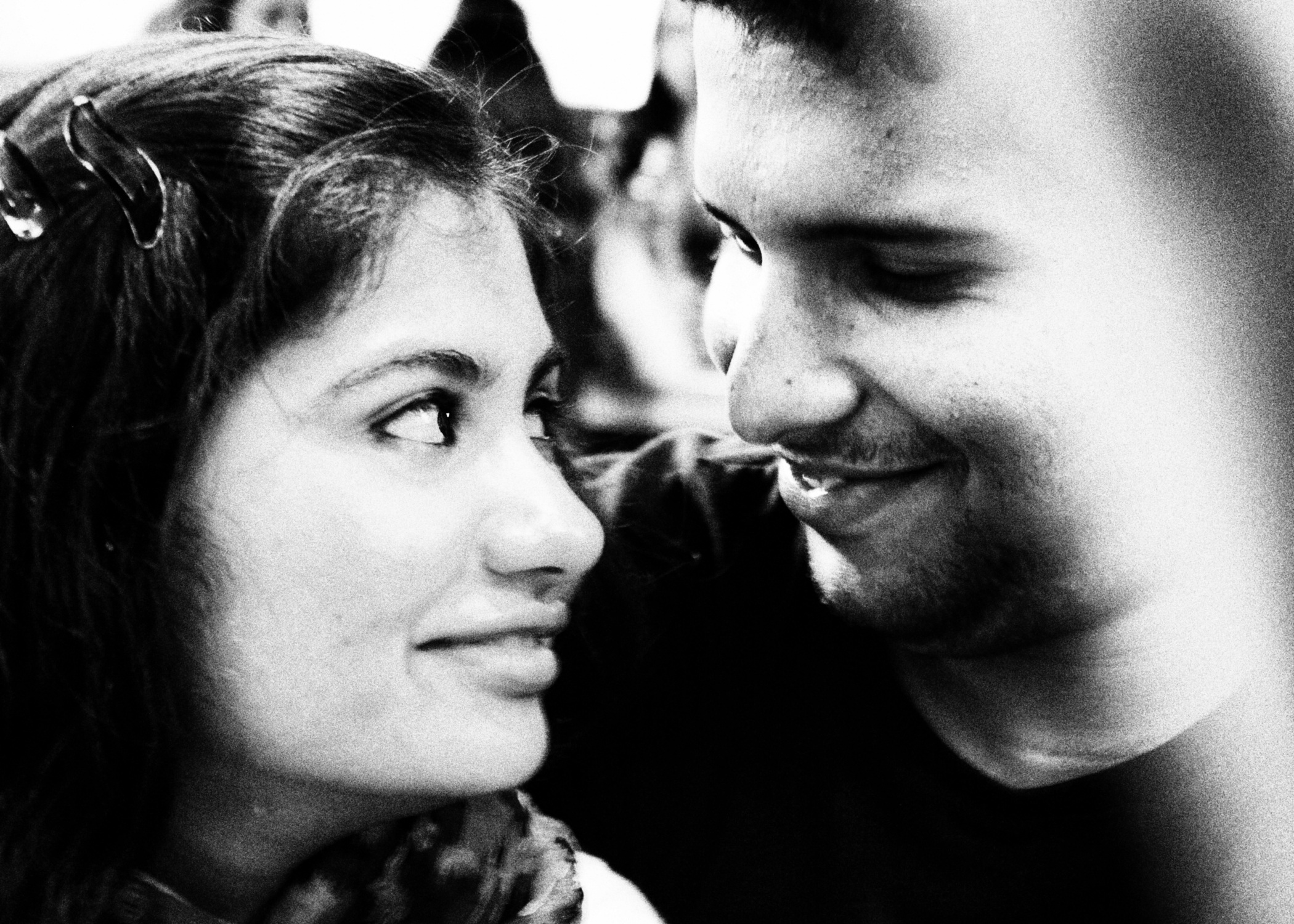 Black and white, faces of a couple in love free image download