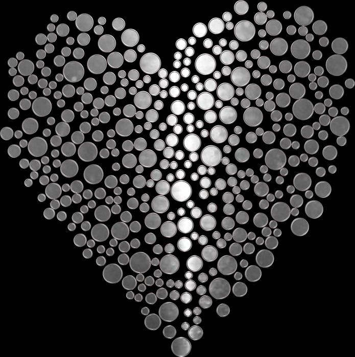 Grey valentine love heart free image download