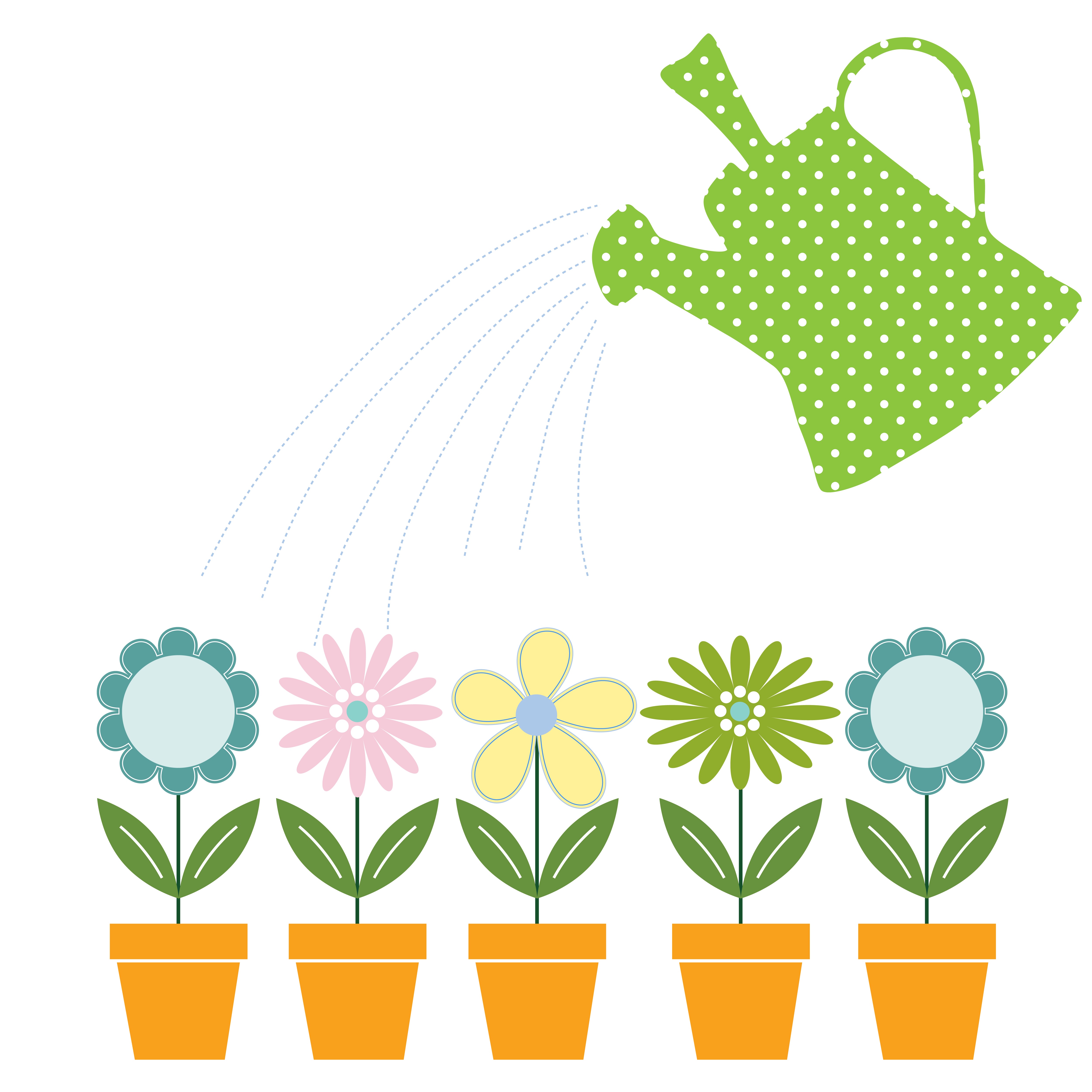 Watering can flowers drawing free image download