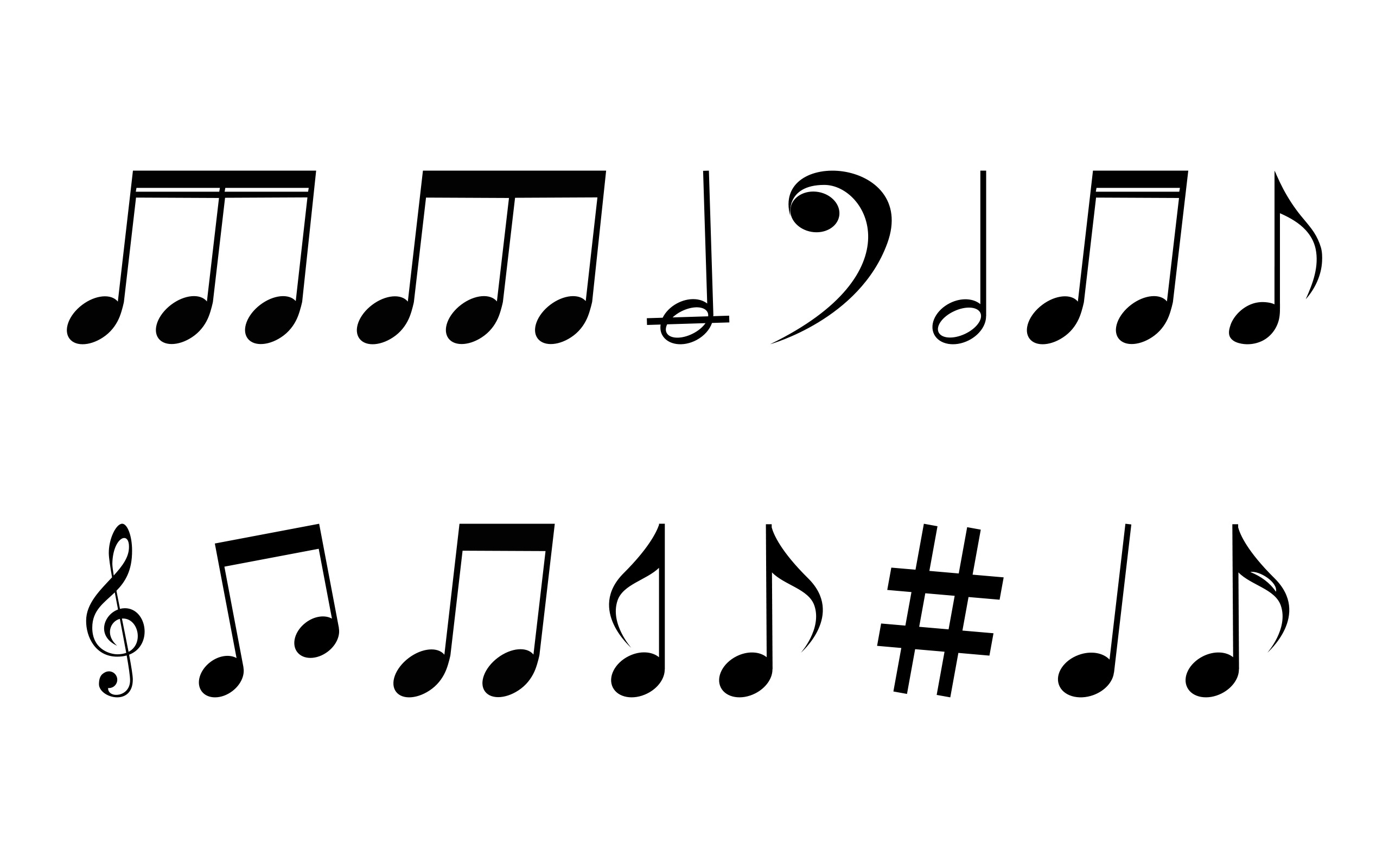 Musical notes as symbols on white free image download