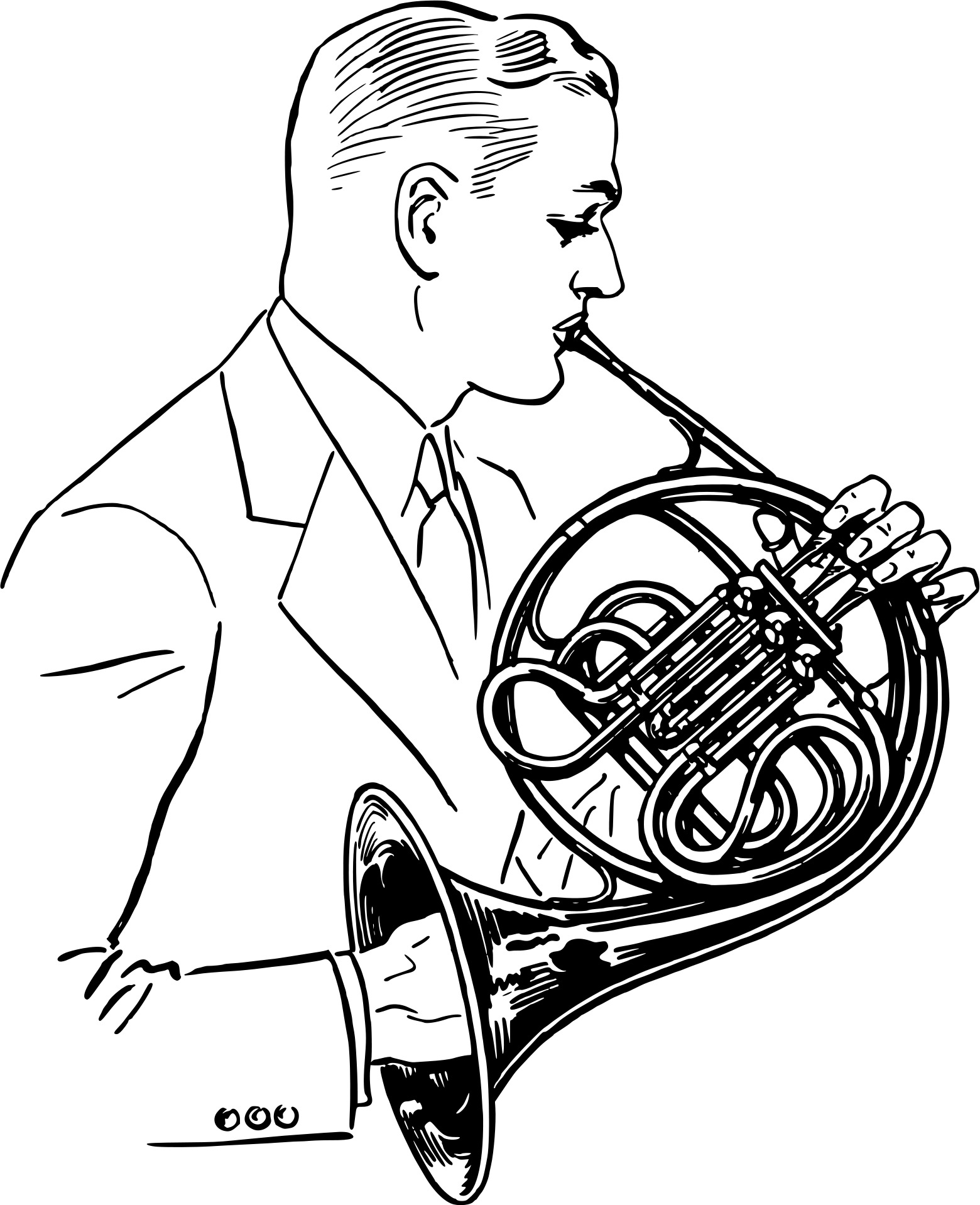 French horn instrument as a drawing free image download