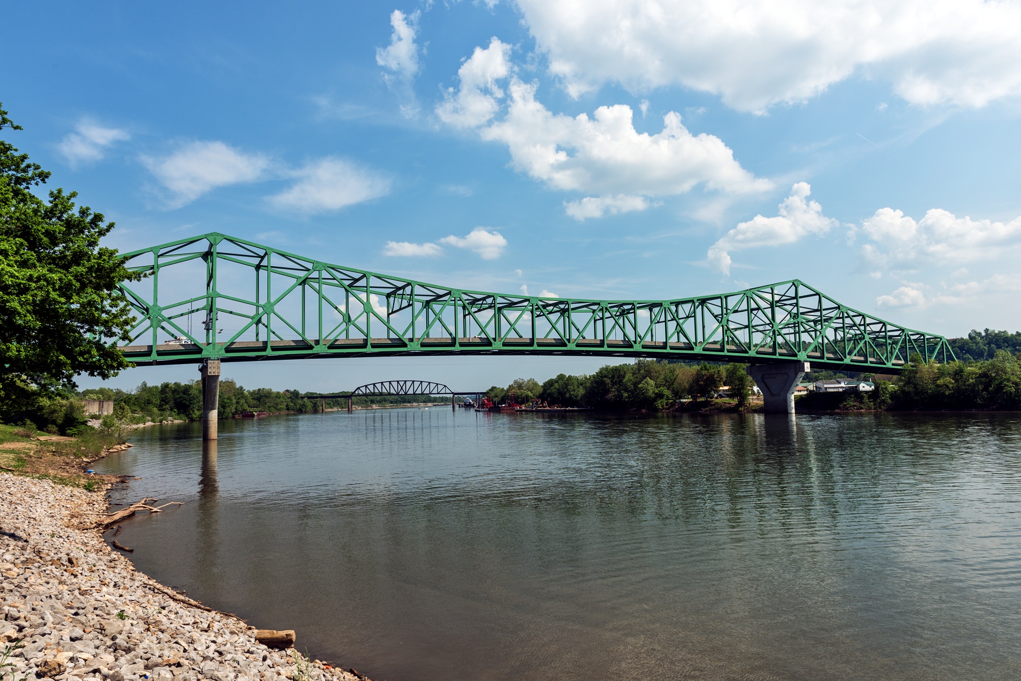 Beautiful, green bridge in Point Pleasant, West Virginia, USA free