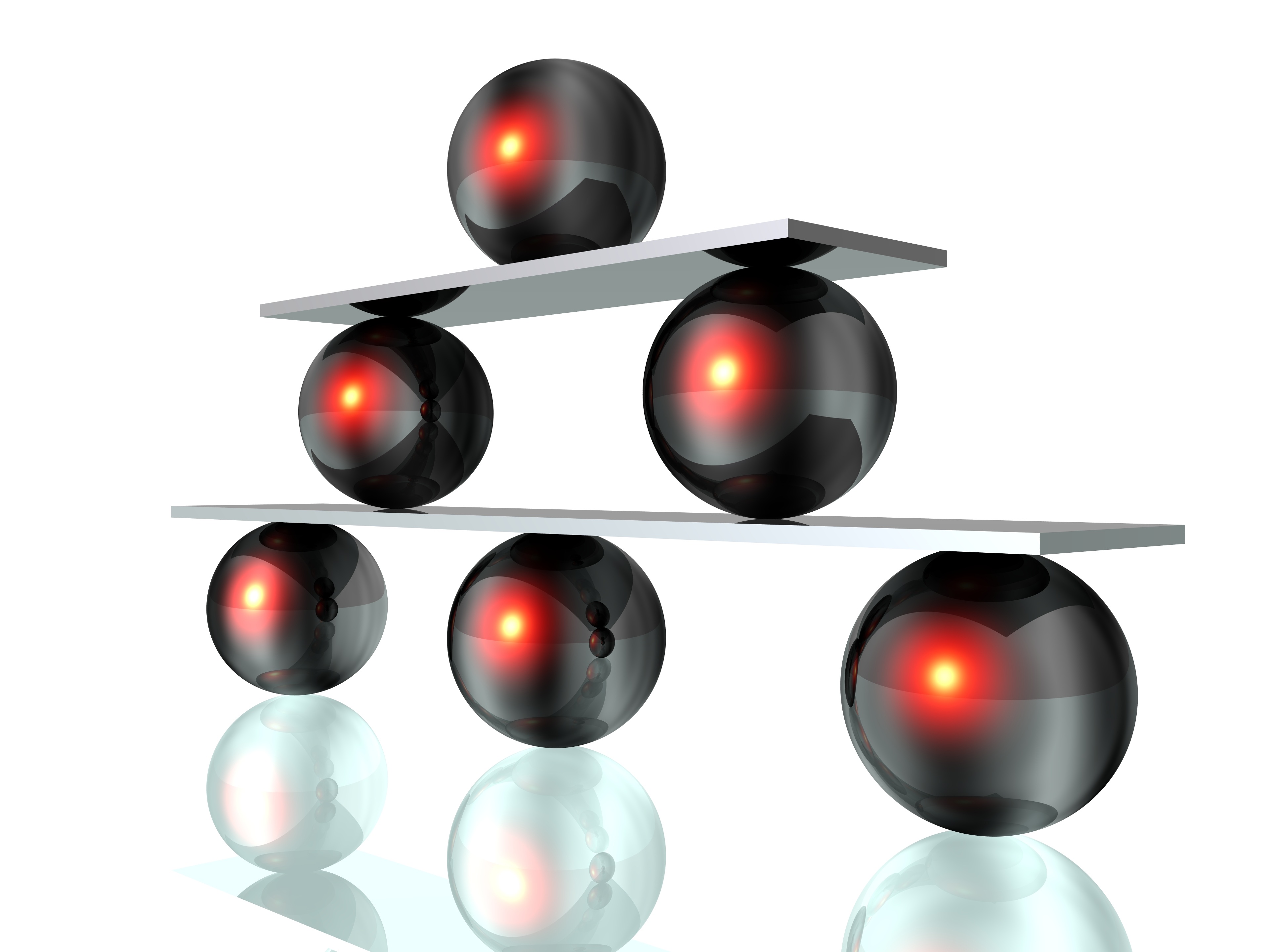 Pyramid of balls on a white background free image download