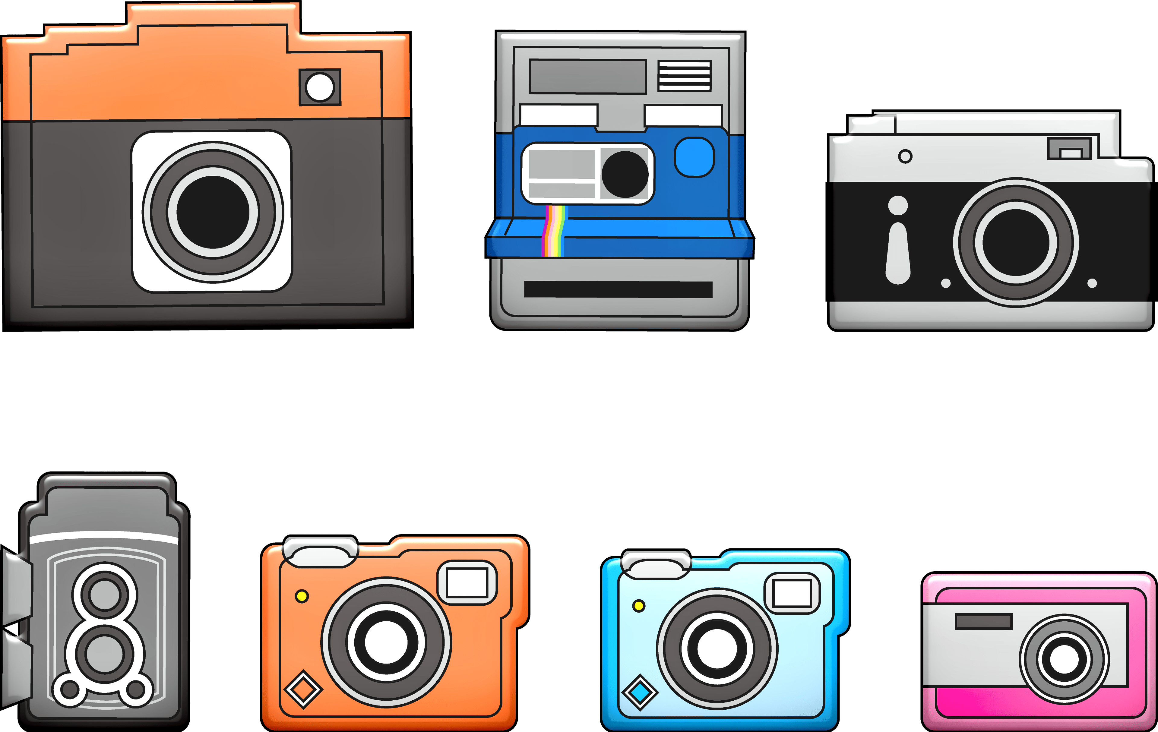 Drawing of the vintage polaroid cameras free image download