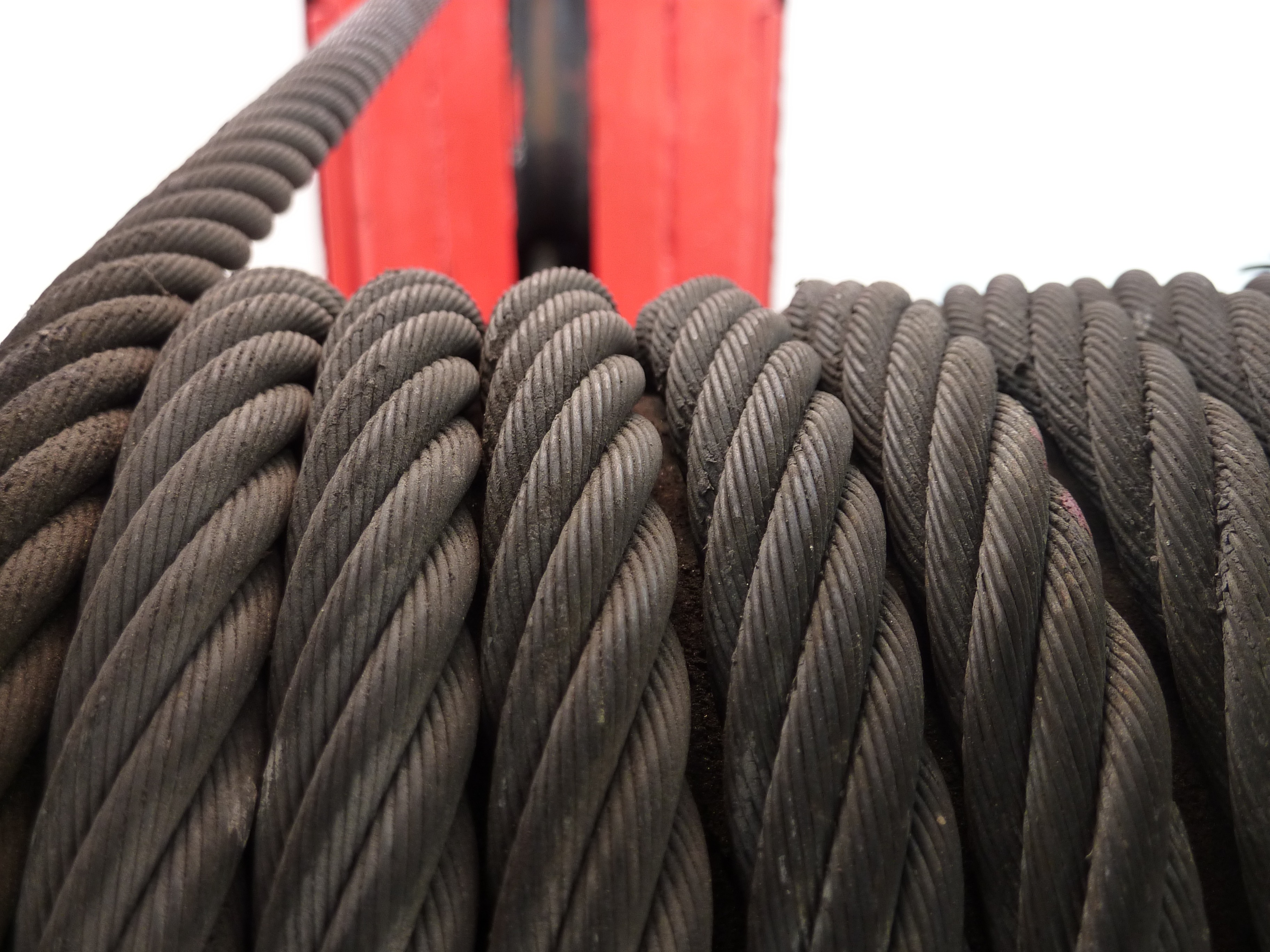 Closeup of the black, steel cable on the construction free image download