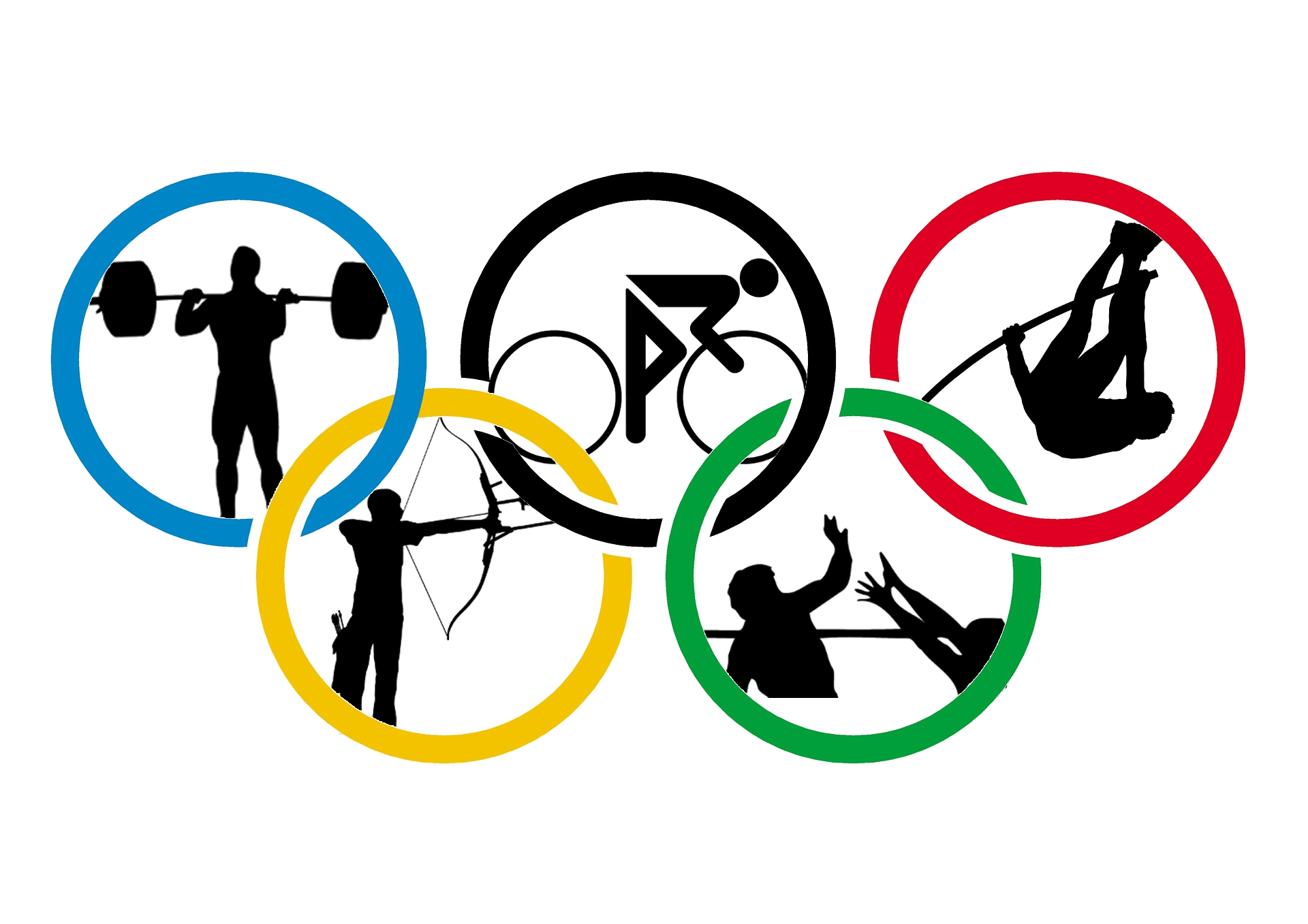 Silhouettes of athletes in olympic ring free image download
