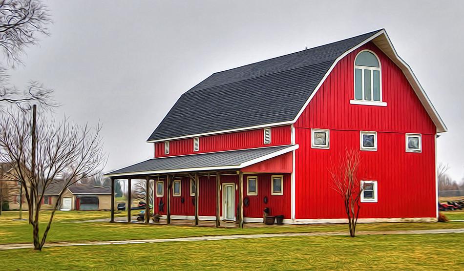 Big red barn on a farm in Ohio free image download