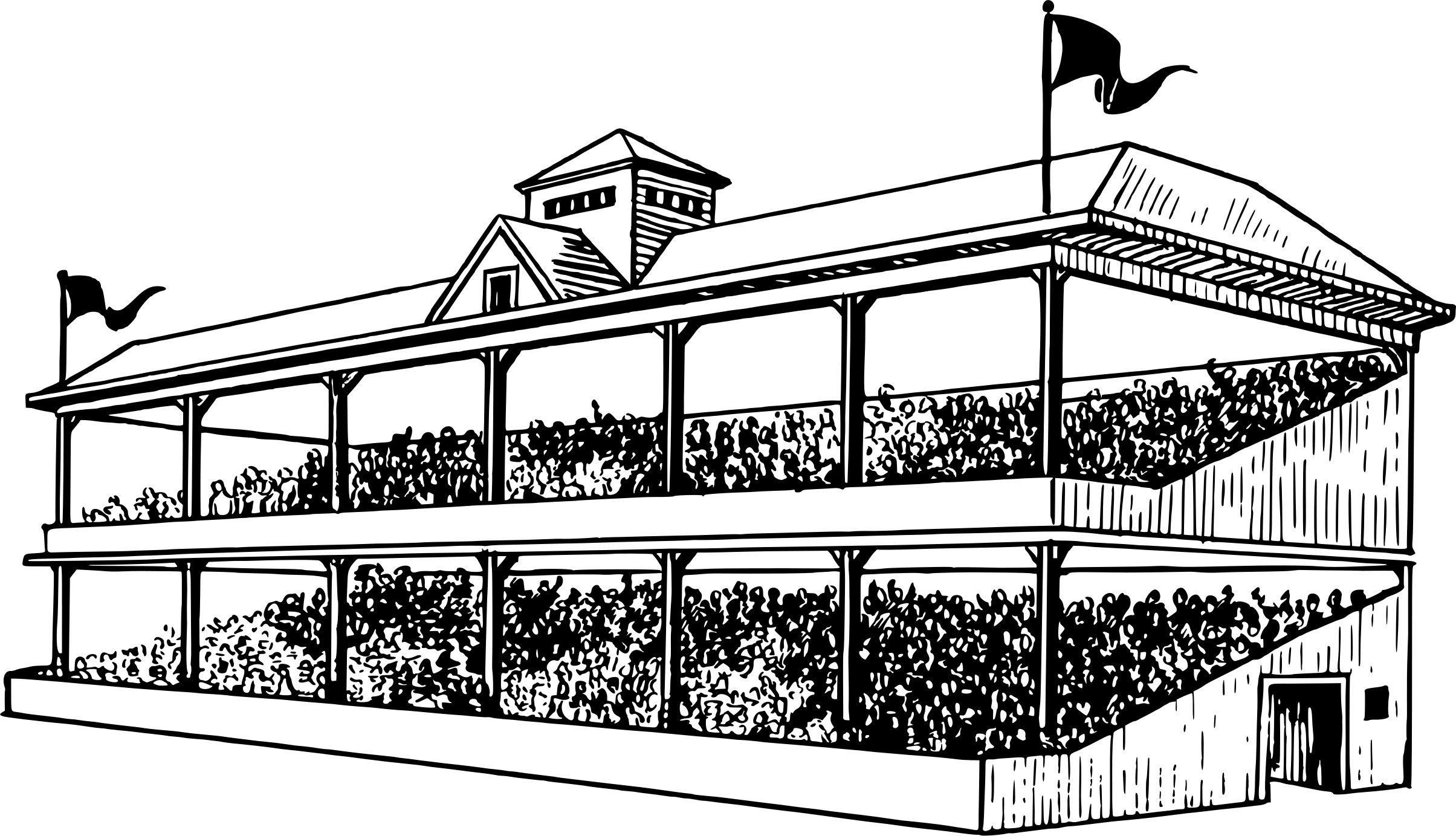 Black and white photo of fans in the stands free image download