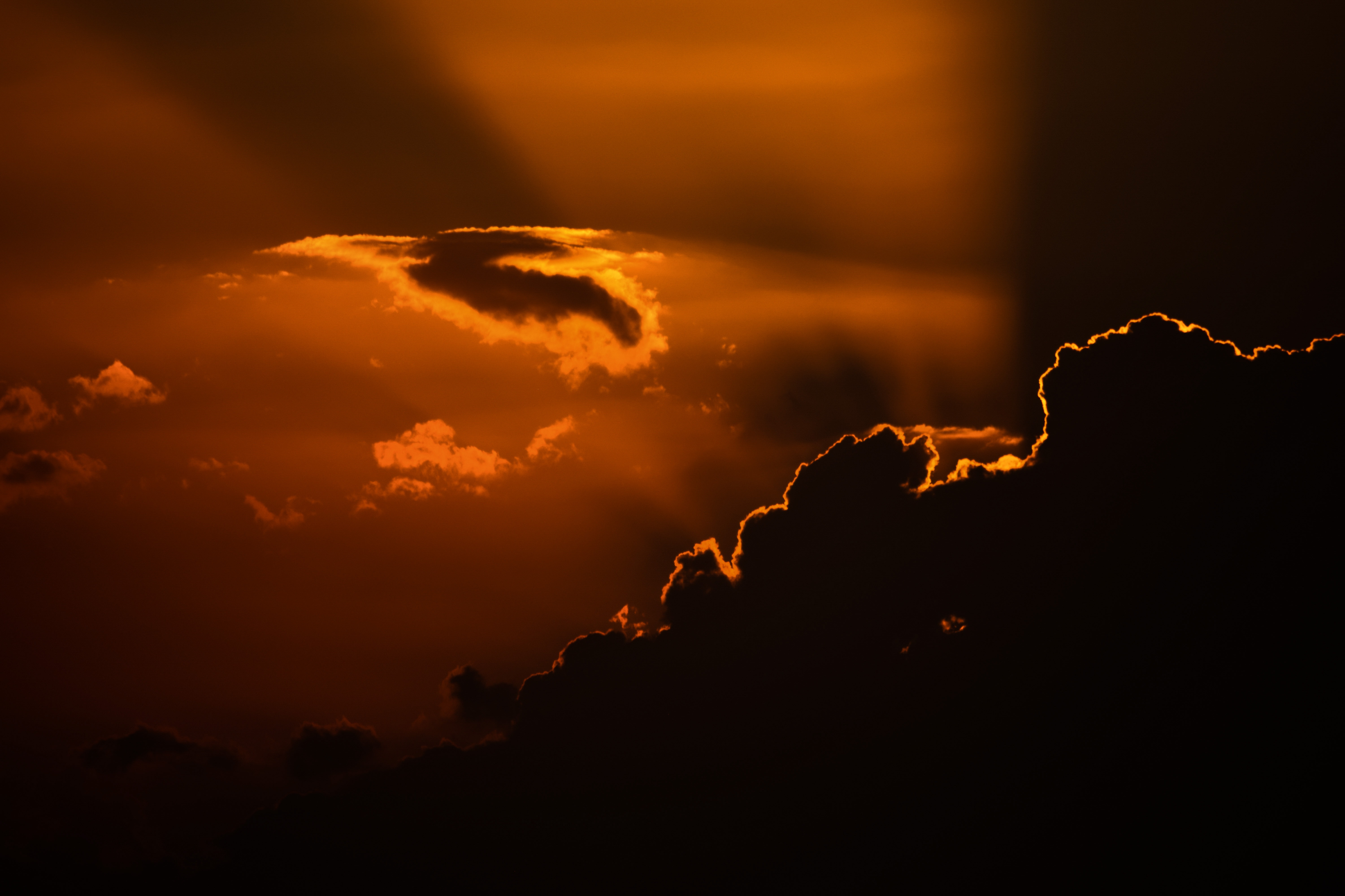 Dark orange sky at dusk free image download
