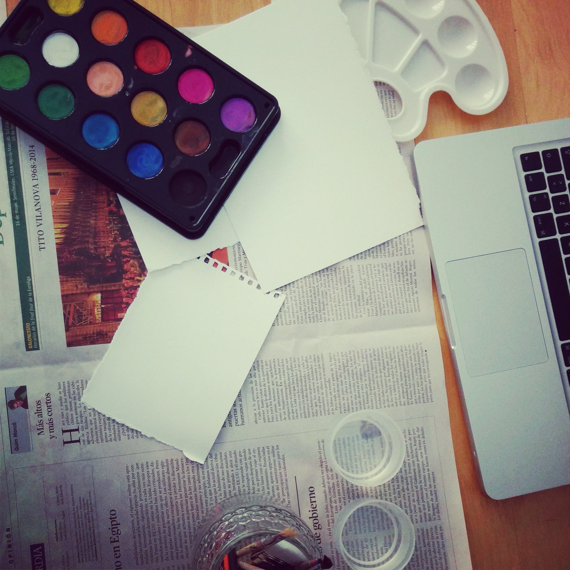 Watercolors Newspaper Painting free image download