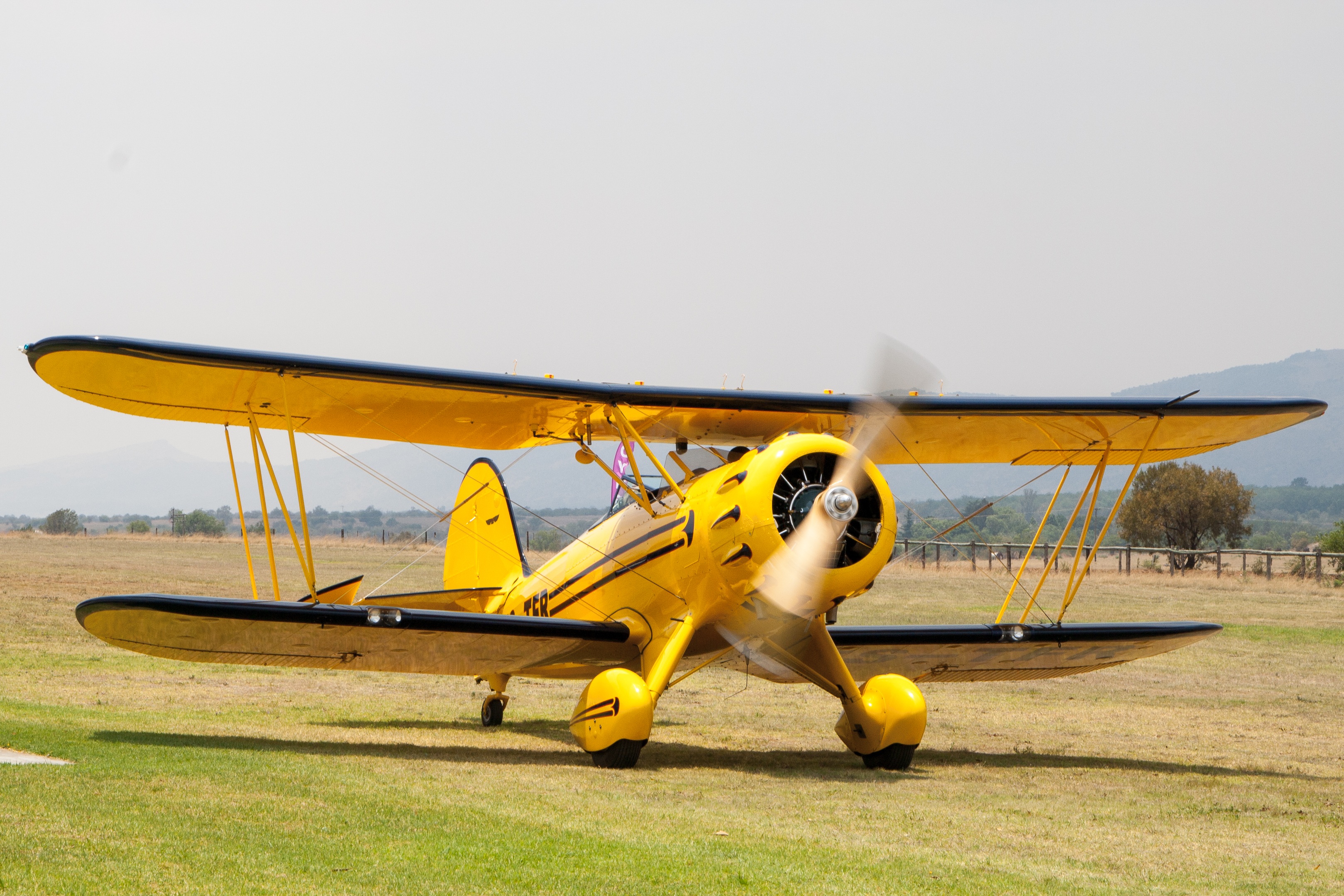 Yellow plane taking off free image download