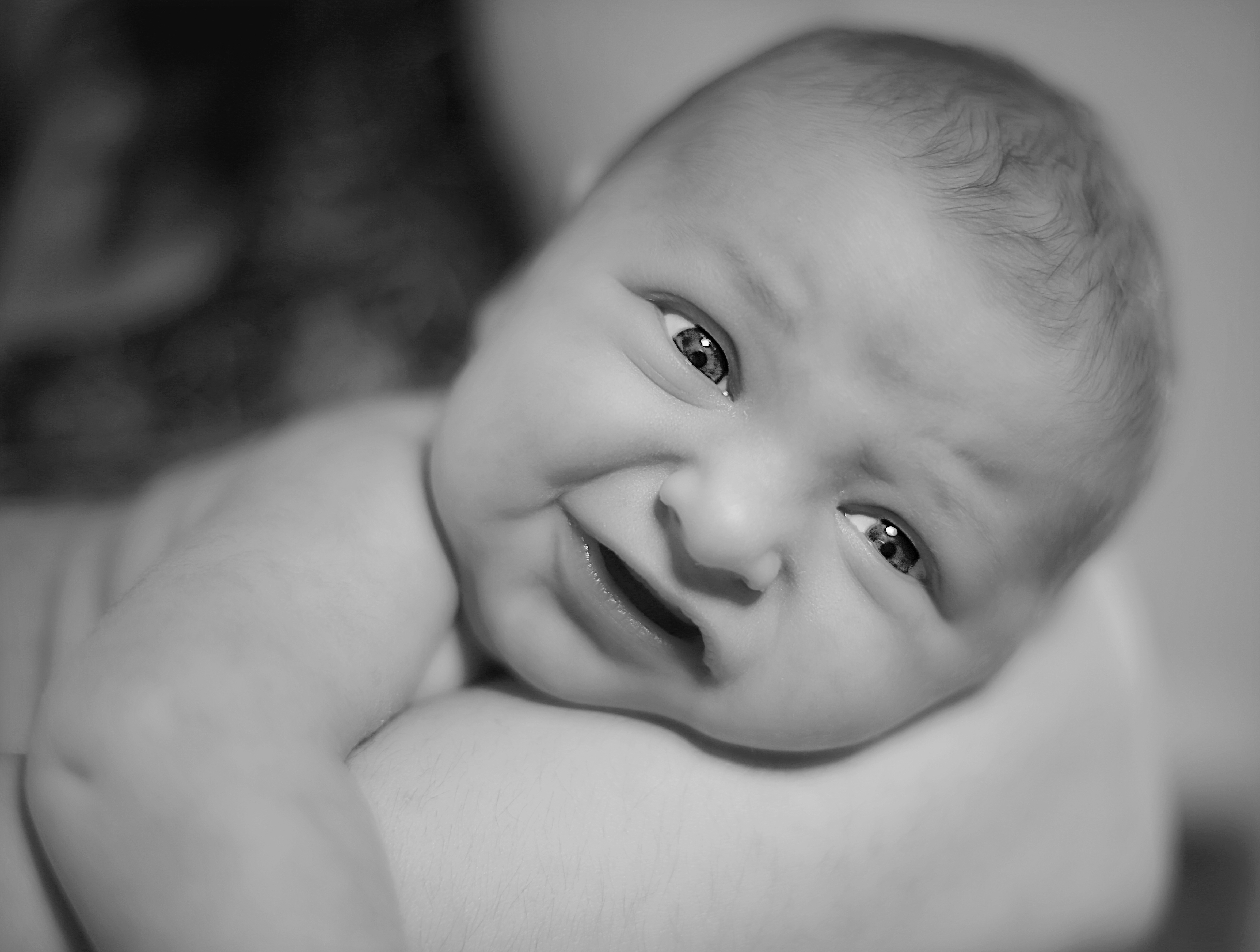 Cute newborn Baby, black and white free image download