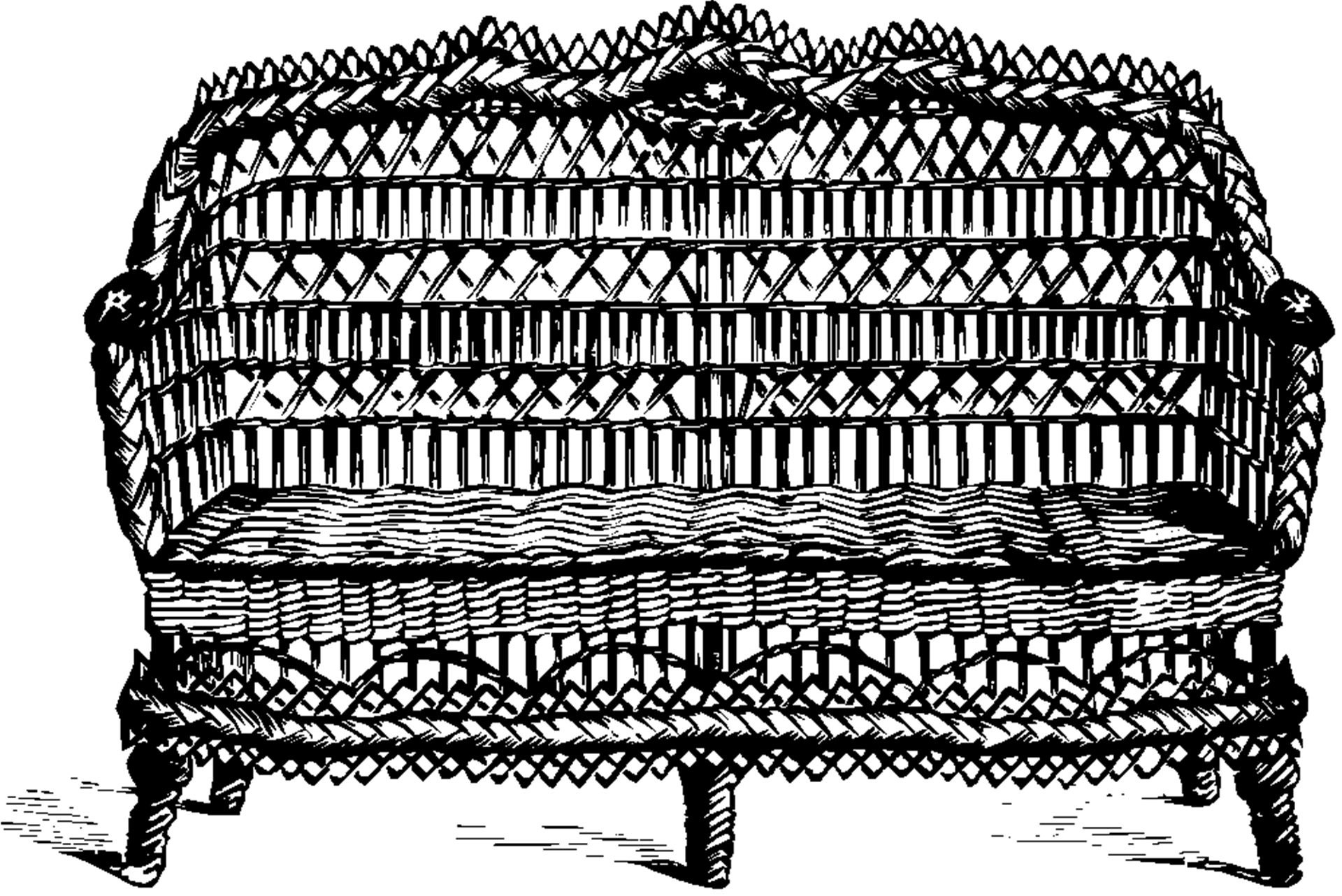 Black and white wicker sofa free image download
