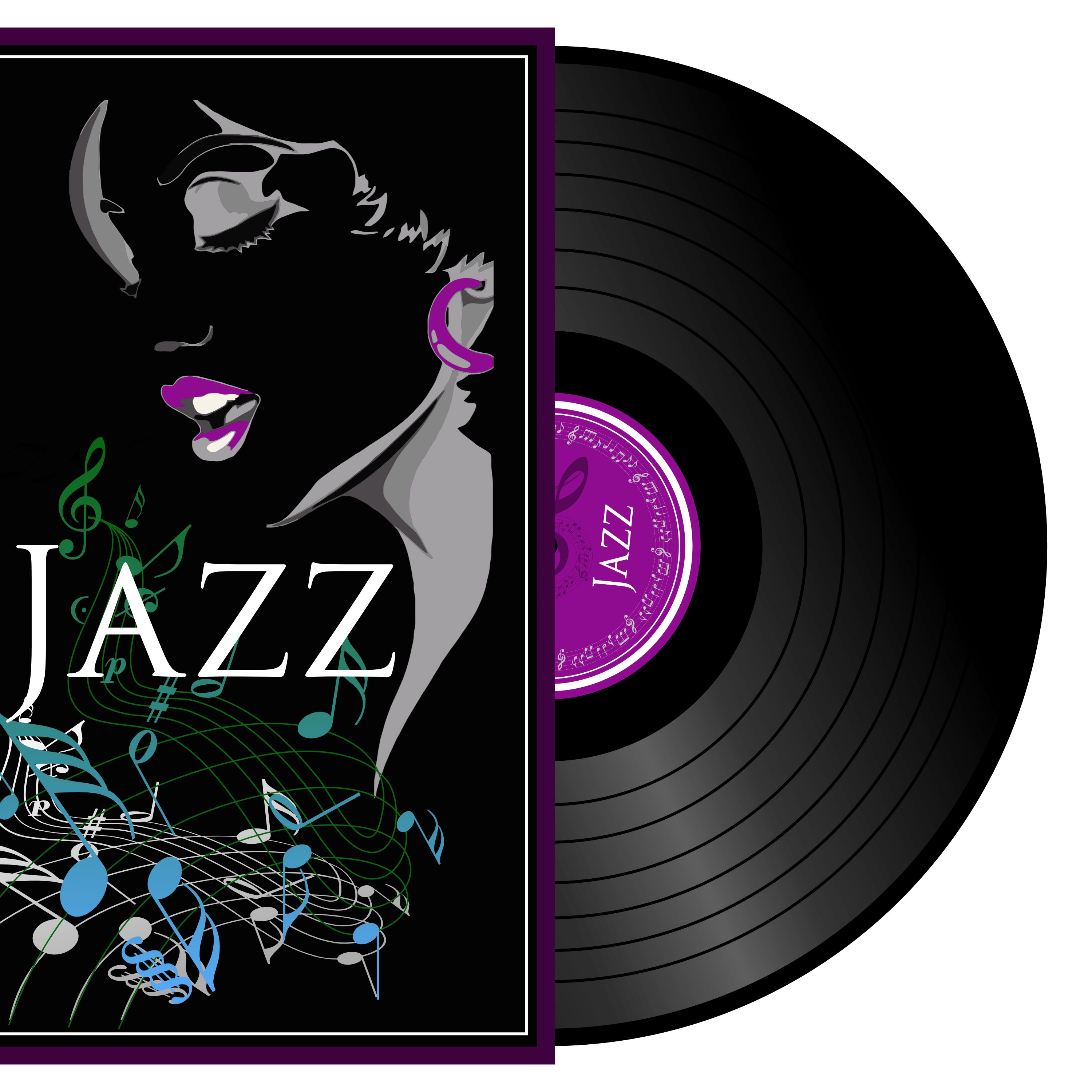 Vinyl music record, jazz, cover design free image download