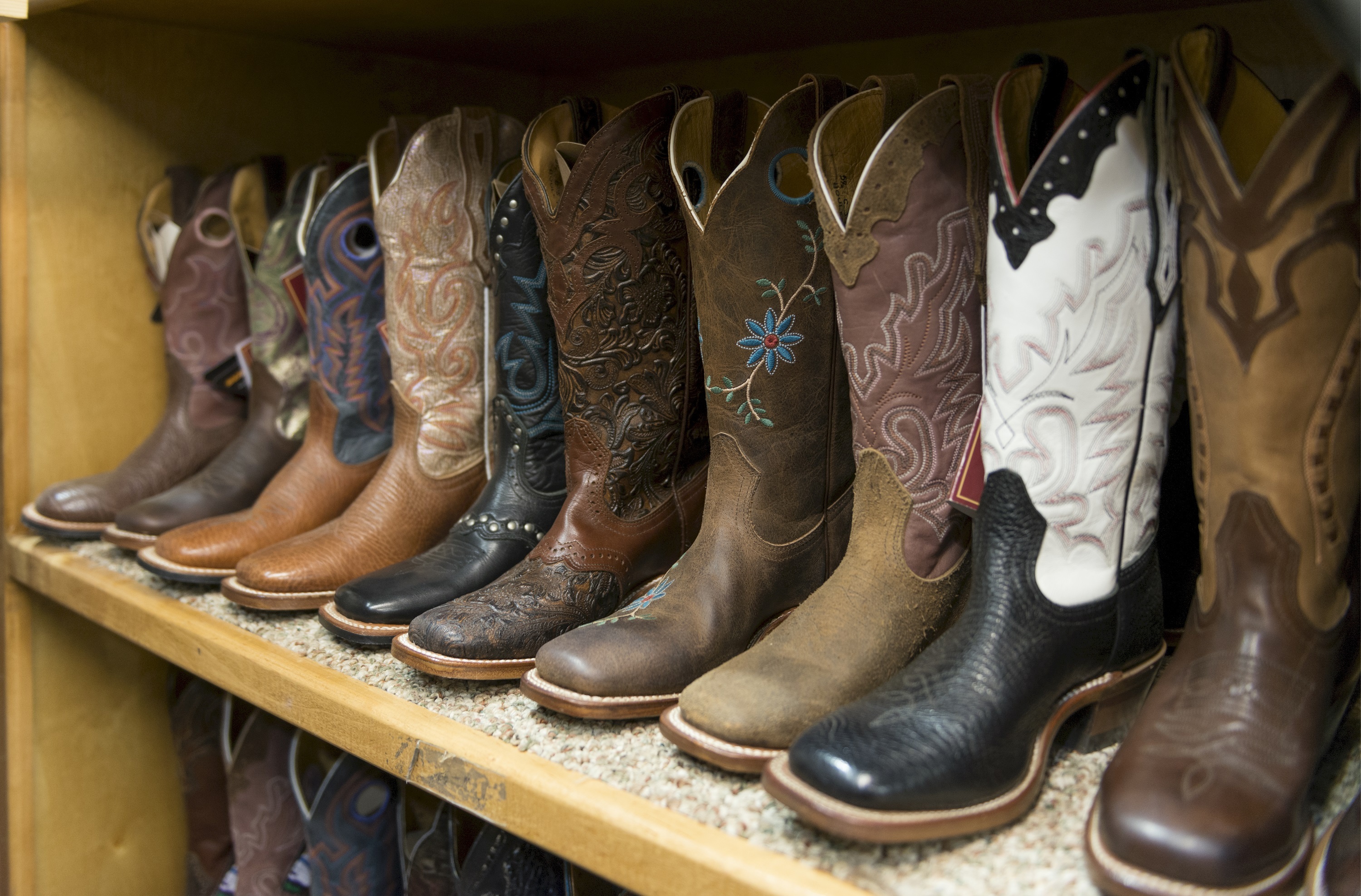 Cowboy Boots on Shelves in shop free image download
