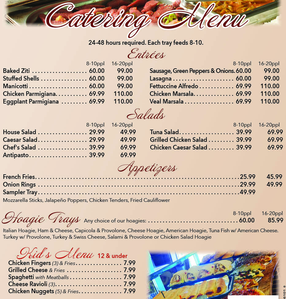 Pizza Pie II Catering Menu 184 North Pine Street, Langhorne, PA
