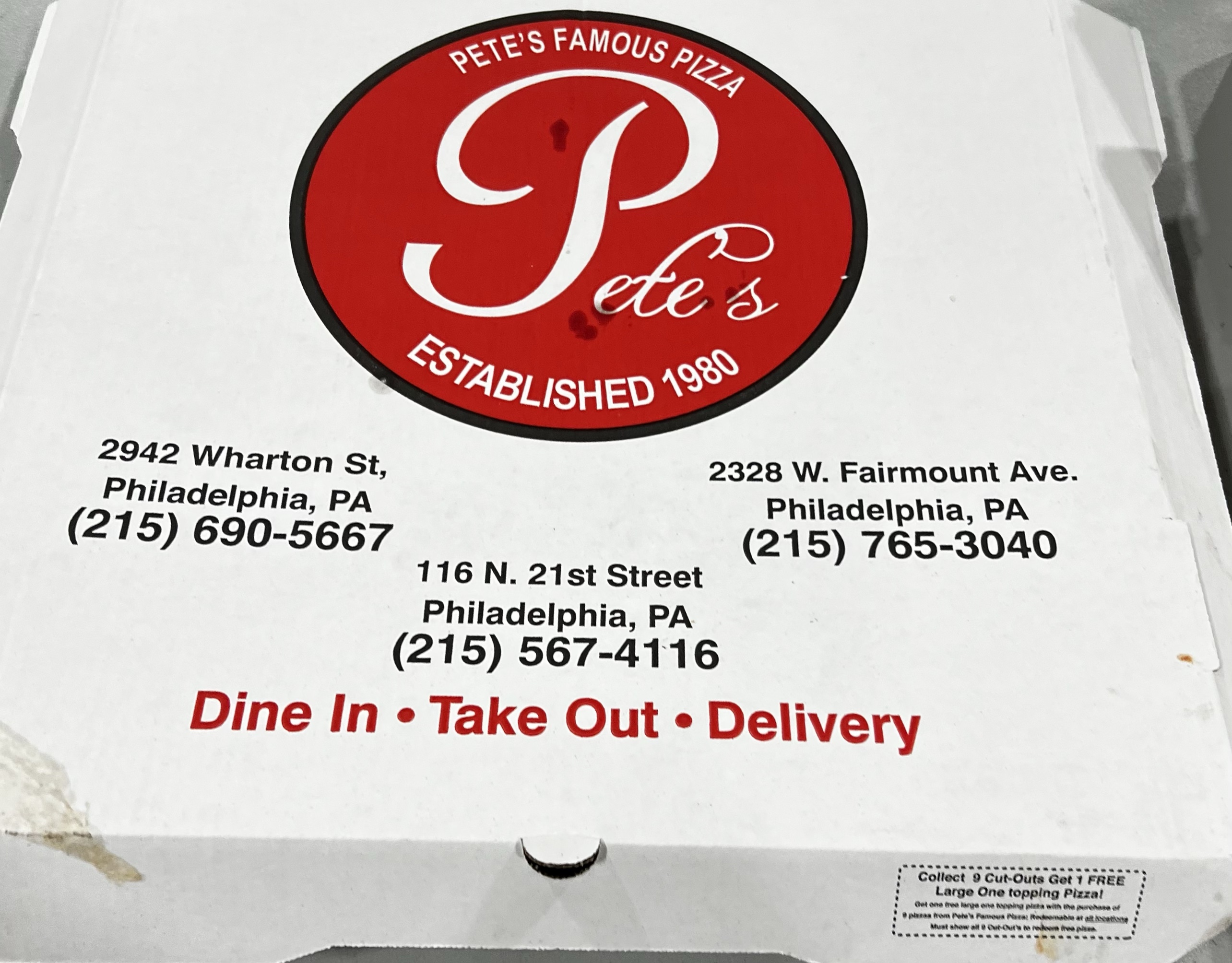 Pete’s Famous Pizza, Philadelphia PA pizzaserious