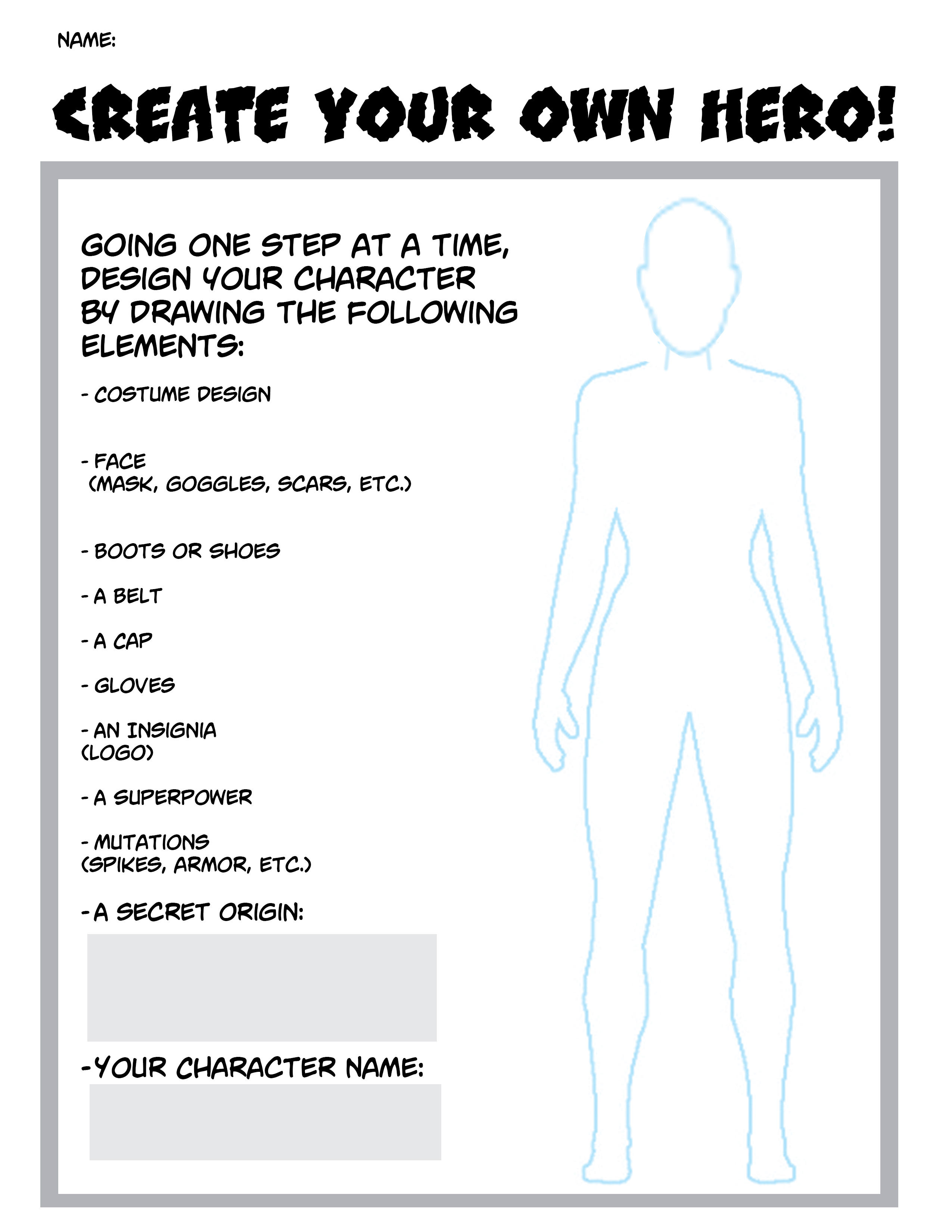 Design Your Own Superhero Worksheet Pdf