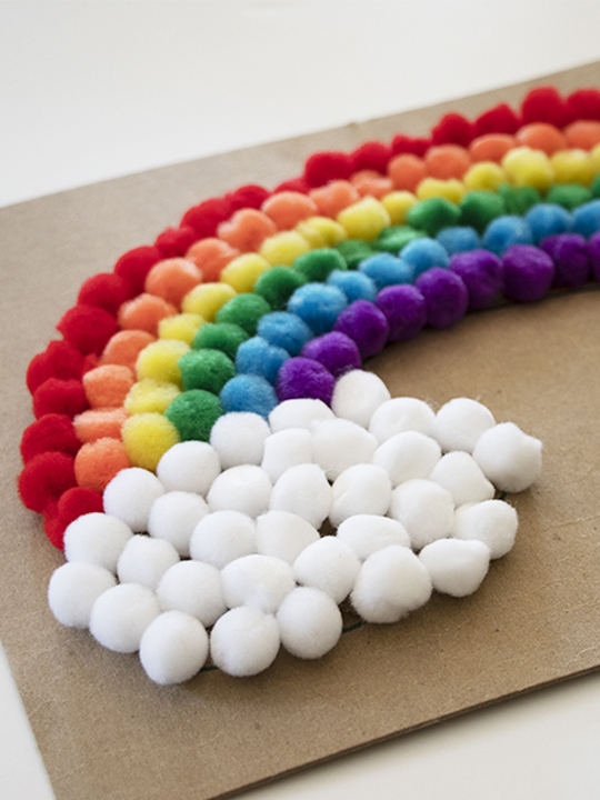 Easy Pom Pom Rainbow Craft for Kids Pjs and Paint