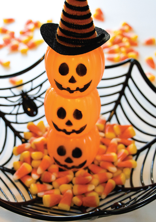 DIY Dollar Tree Halloween Craft Pumpkin Candy Holder Pjs and Paint
