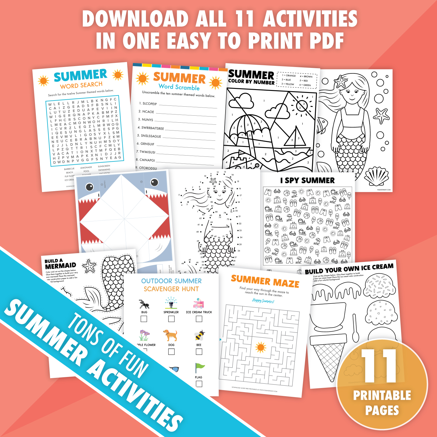 12 Free Printable Summer Games and Activities - Pjs and Paint