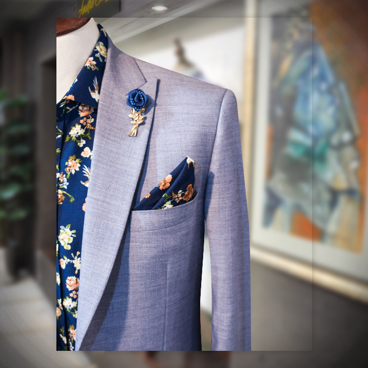 SlimFit Style 2 Piece Sky Blue Suit Andre Emilio