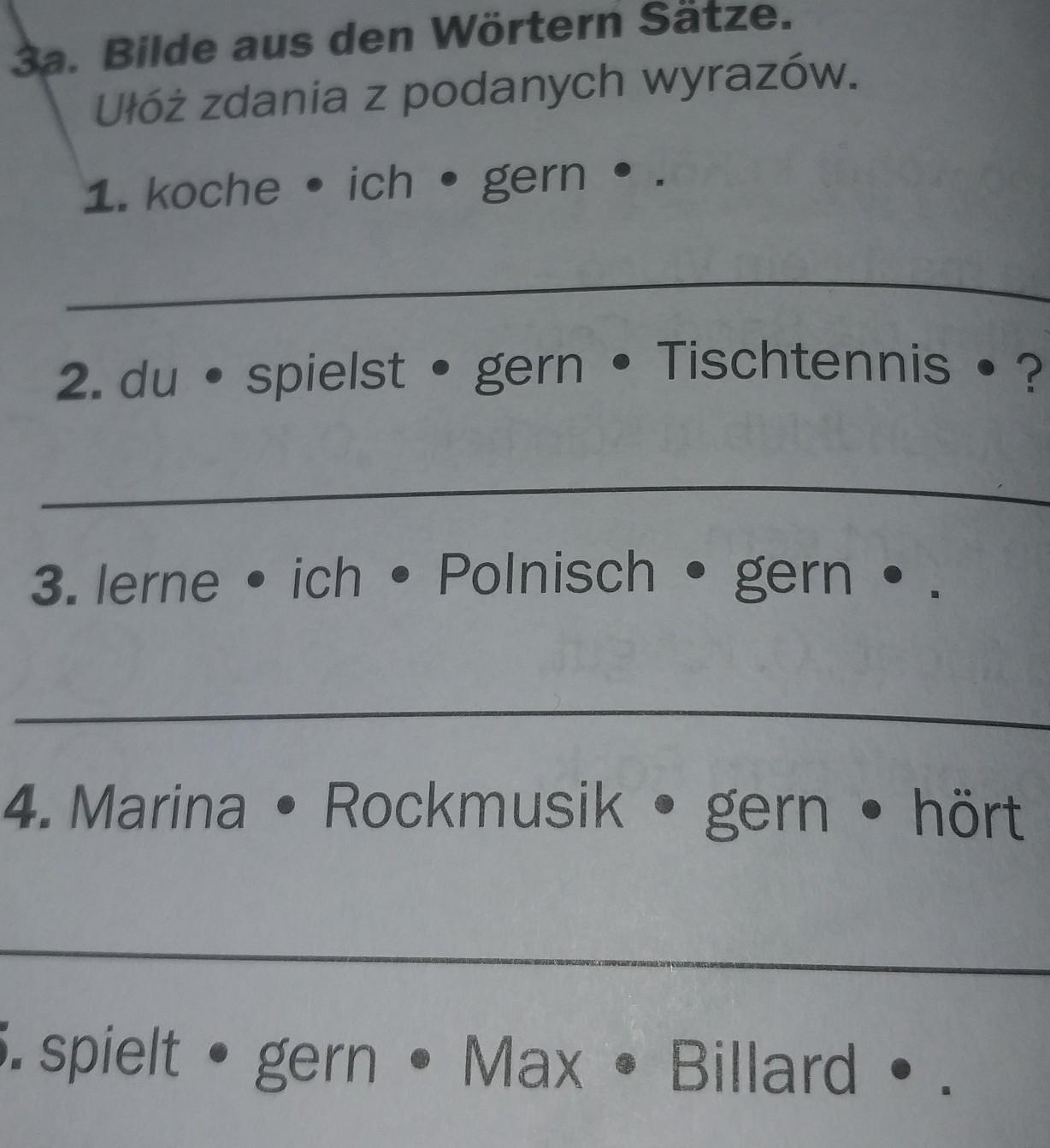 Bilde aus den Wörtern Sätze.Ułóż zdania z podanych wyrazów Brainly.pl