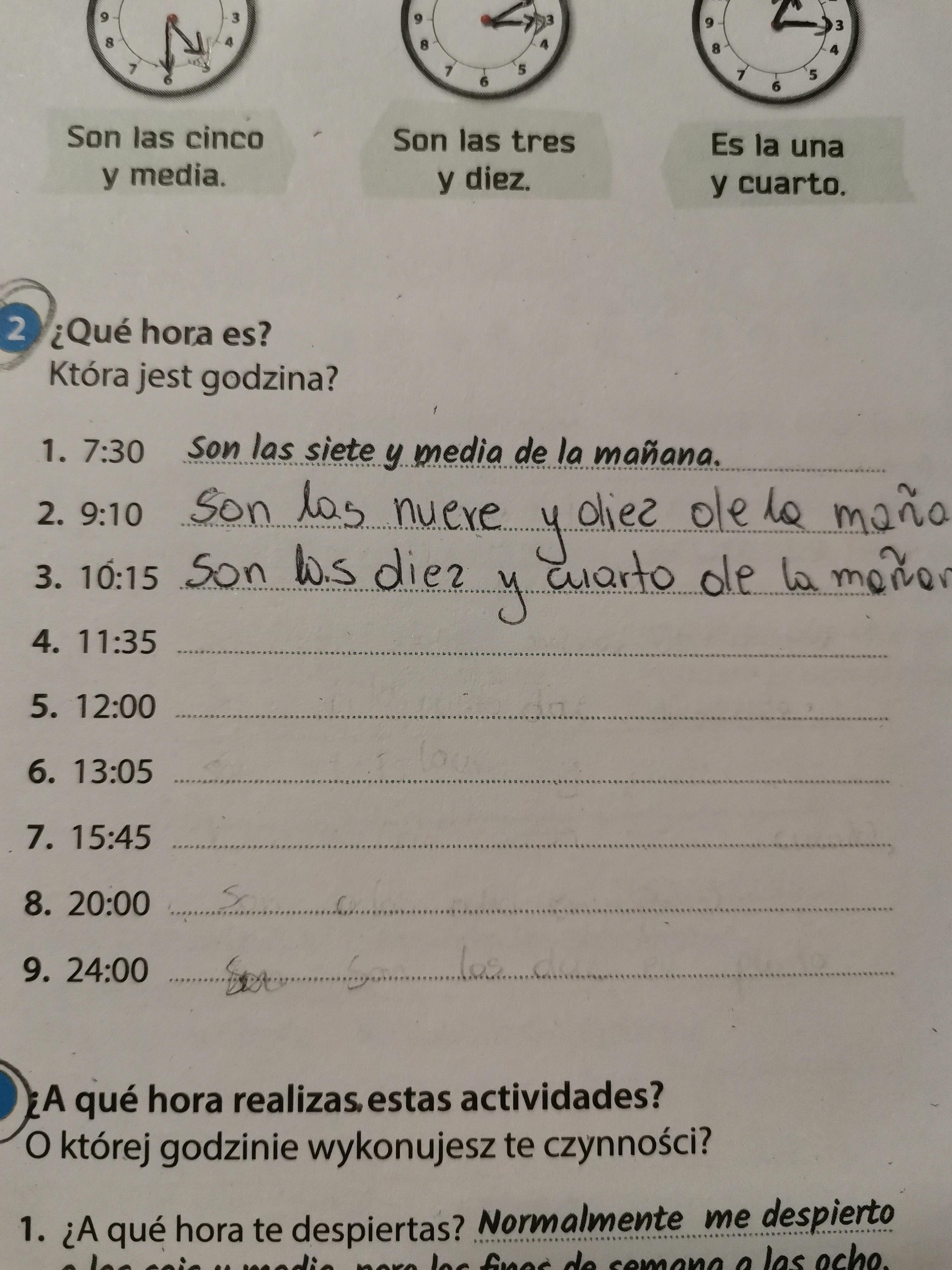 Która jest godzina? (j. hiszpański) Brainly.pl