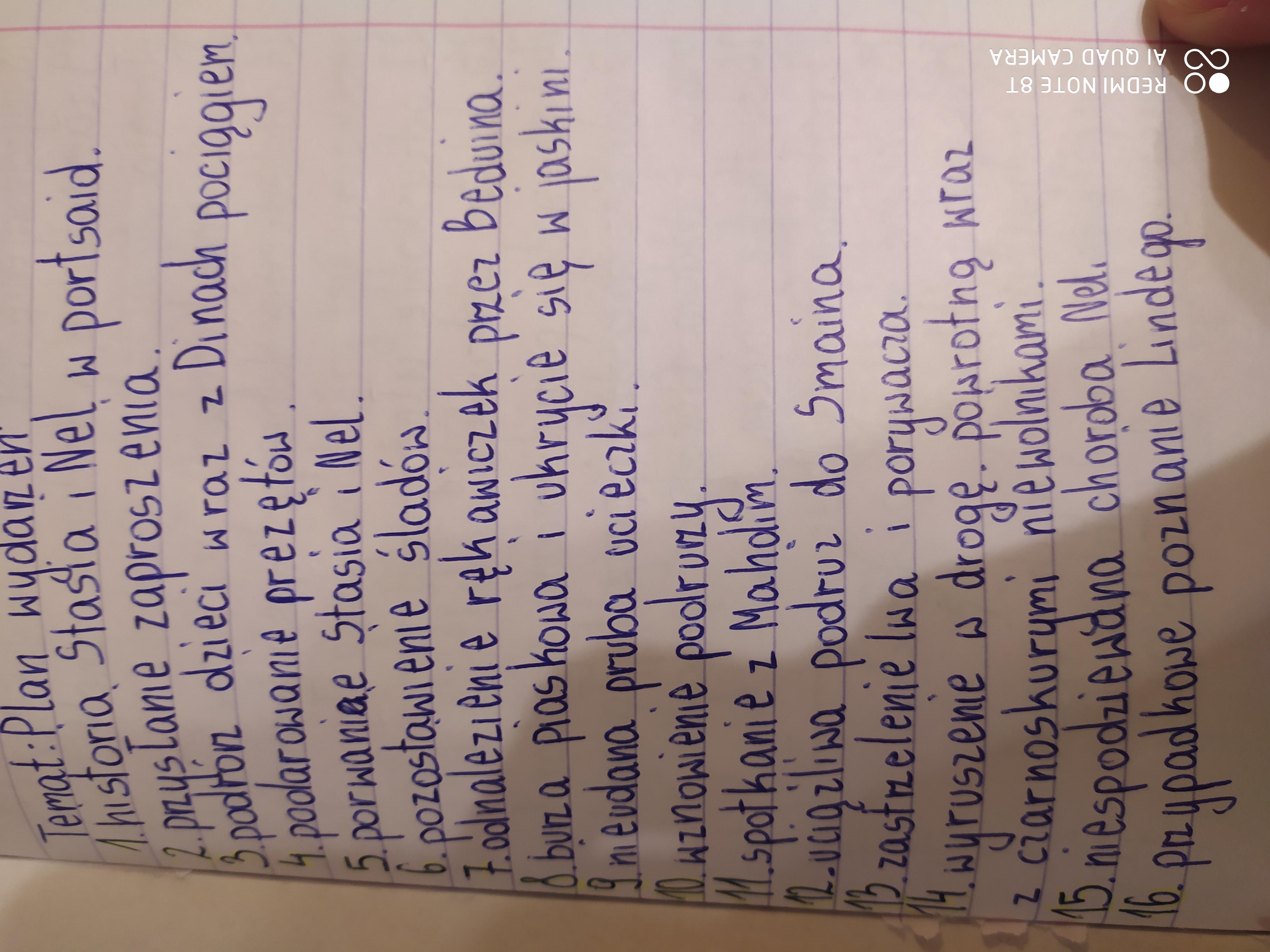 Napisz plan wydarzeń do ksiazki Felix Net i Nika oraz Gang