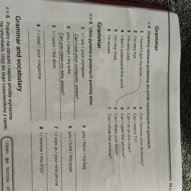 Dopasuj opisane problemy do próśb wyrażonych w pytaniach. Daje Najjj