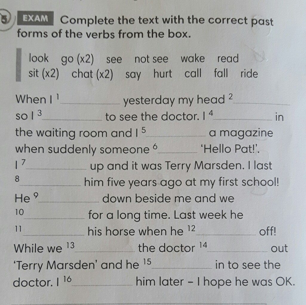 Complete the text with the correct past forms of the verbs from the box