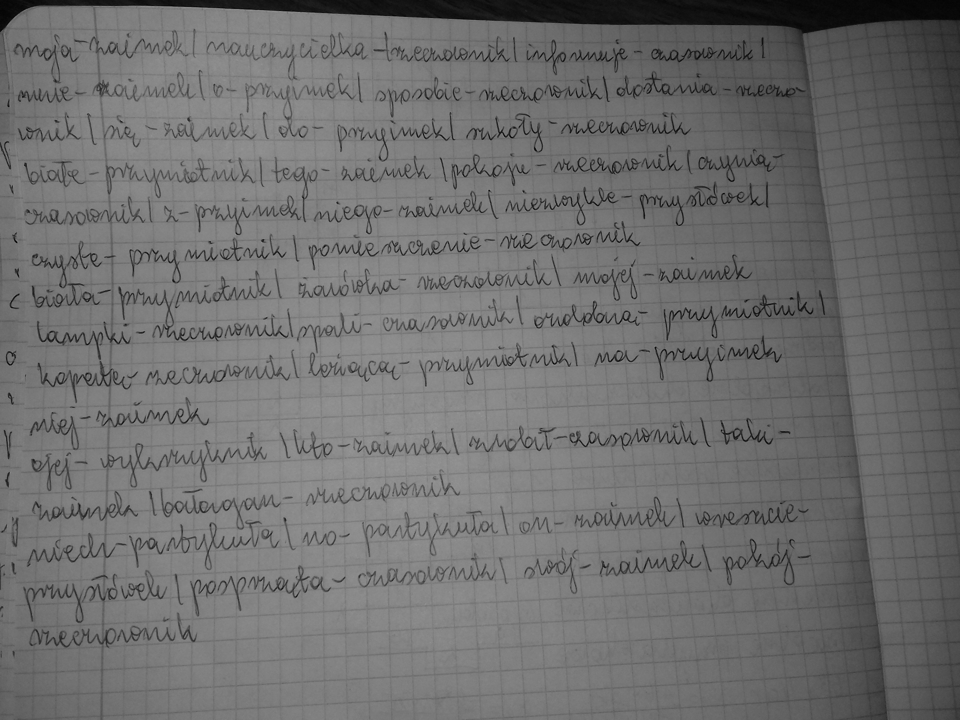 Jaka to część mowy? 1. Moja zaimek przymiotny nauczycielka rzeczownik