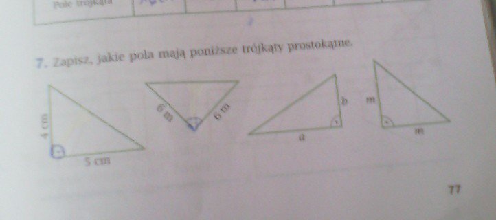 Zapisz Jakie Pola Mają Poniższe Trójkąty Prostokątne