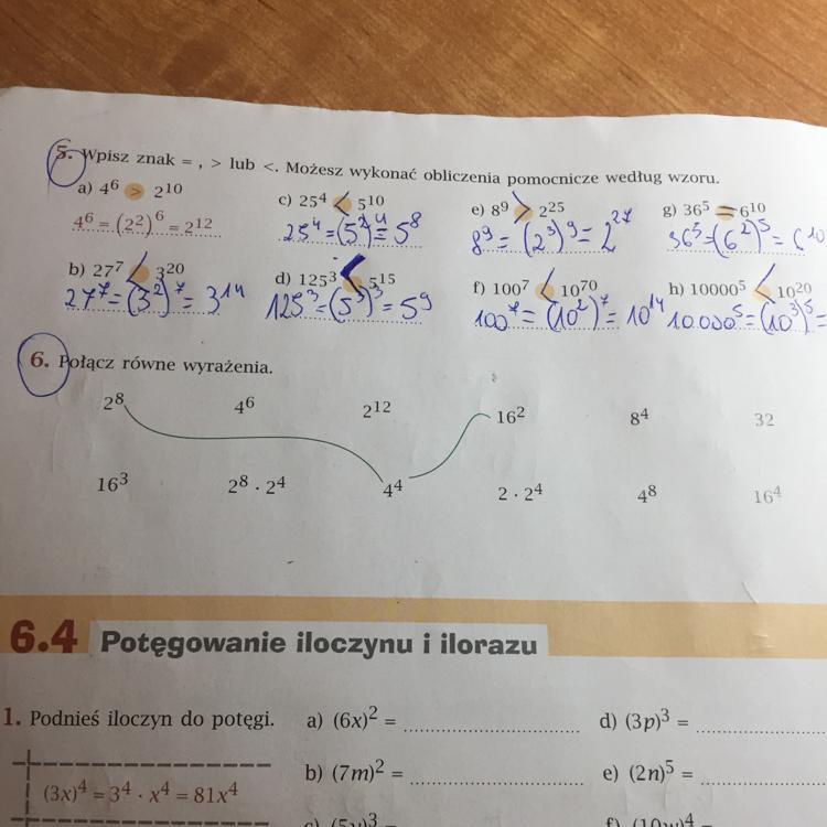 6. Połącz równe wyrażenia. Klasa 7 zad 6 strona 96 Matematyka Zadanie w