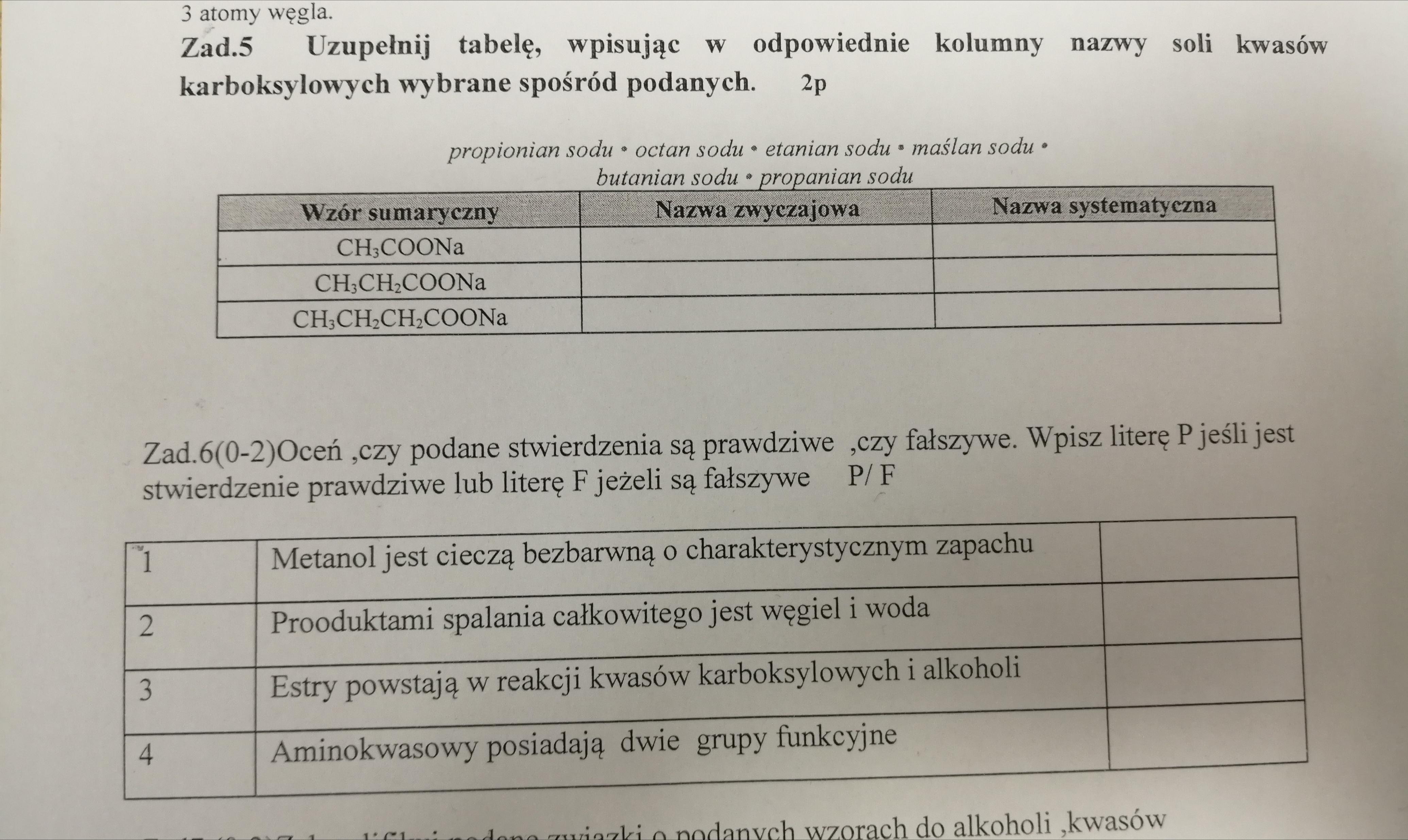 Proszę o szybką pomoc! Uzupełnij tabelę, wpisując w odpowiednie kolumny
