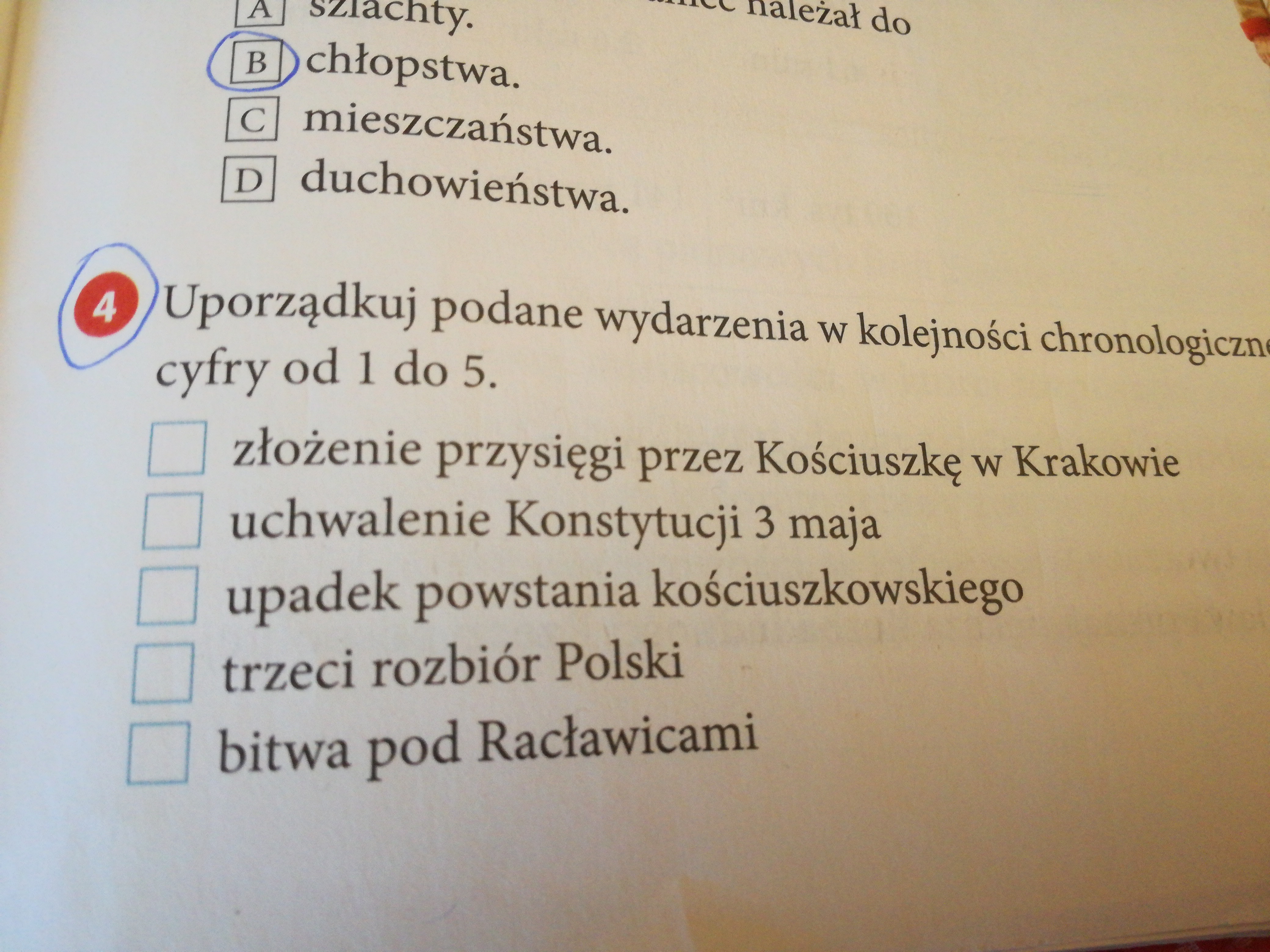 Uporządkuj podane wydarzenia w kolejności chronologicznej. W tym celu
