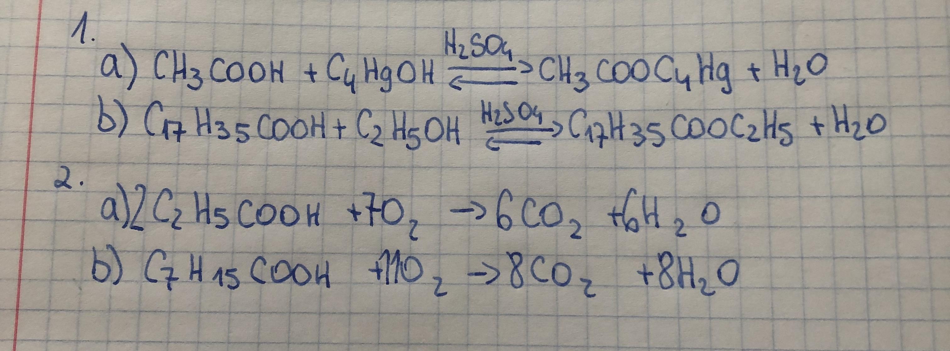 1. Napisz równania reakcji otrzymywania a) etanianu butylu, b