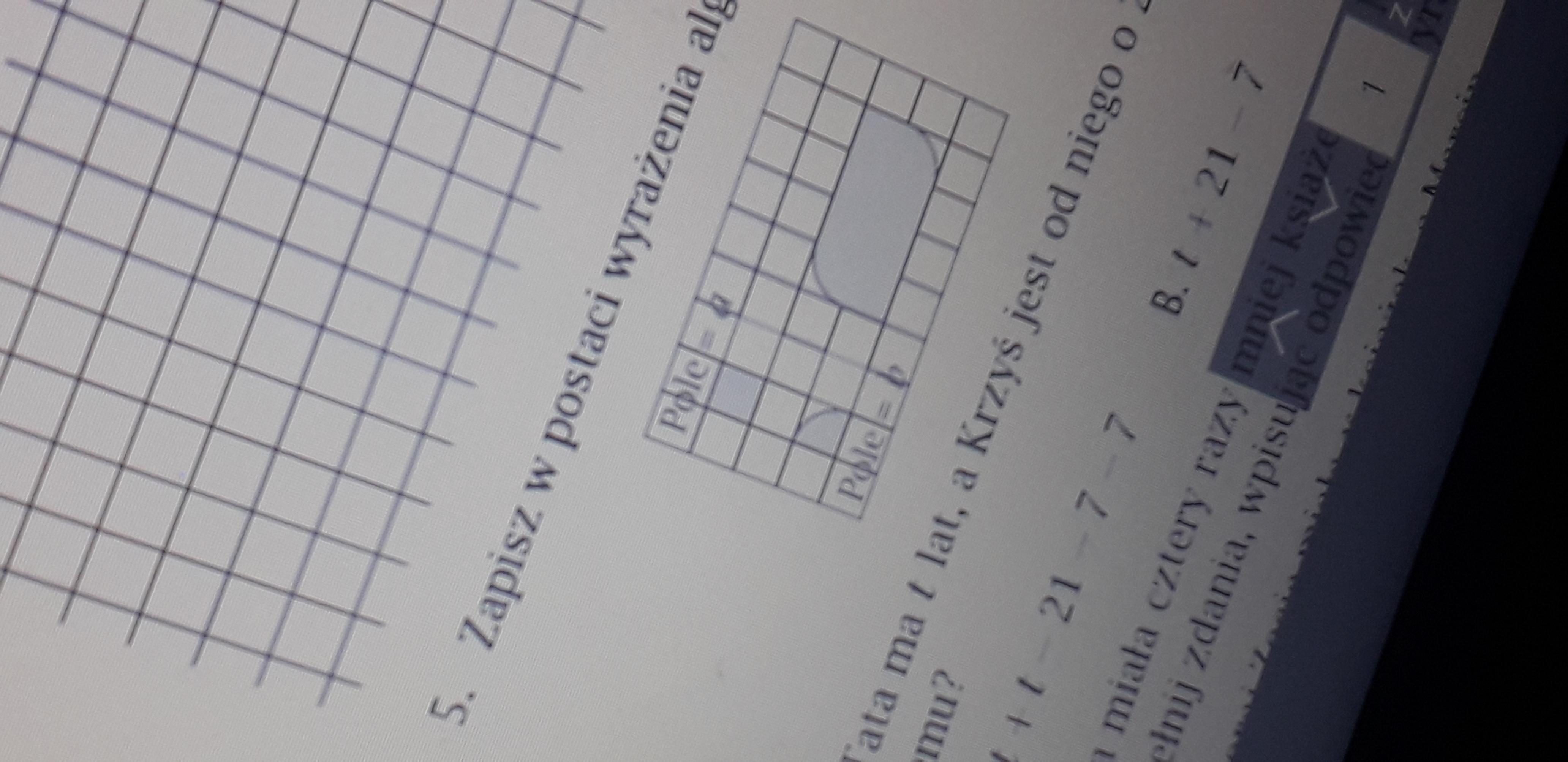 Zapisz W Postaci Wyrażenia Algebraicznego Pole Figury Przedstawionej Na