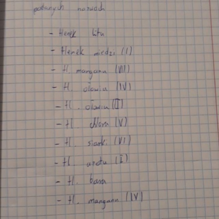 Napisz Wzory Sumaryczne Tlenków O Podanych Nazwach Tlenek Litu