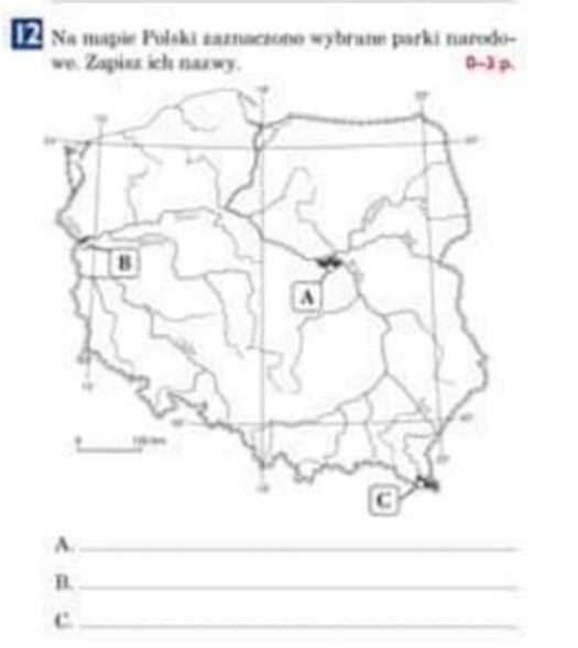 Na Mapie Polski Zaznaczono Wybrane Parki Narodowe Zapisz Ich Nazwy