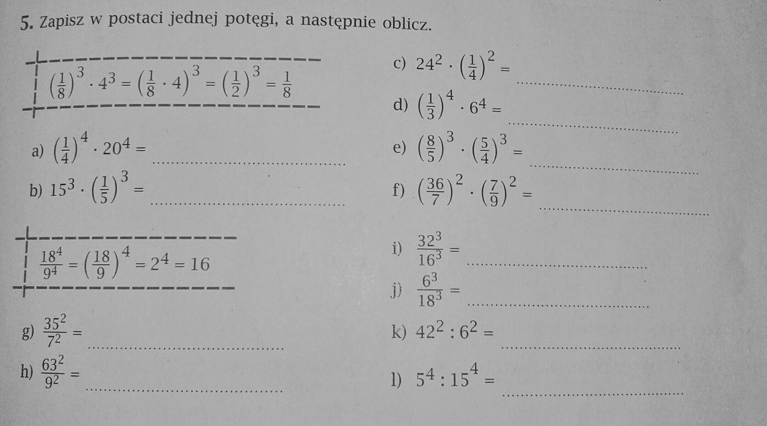 Zapisz W Postaci Jednej Potęgi I Oblicz