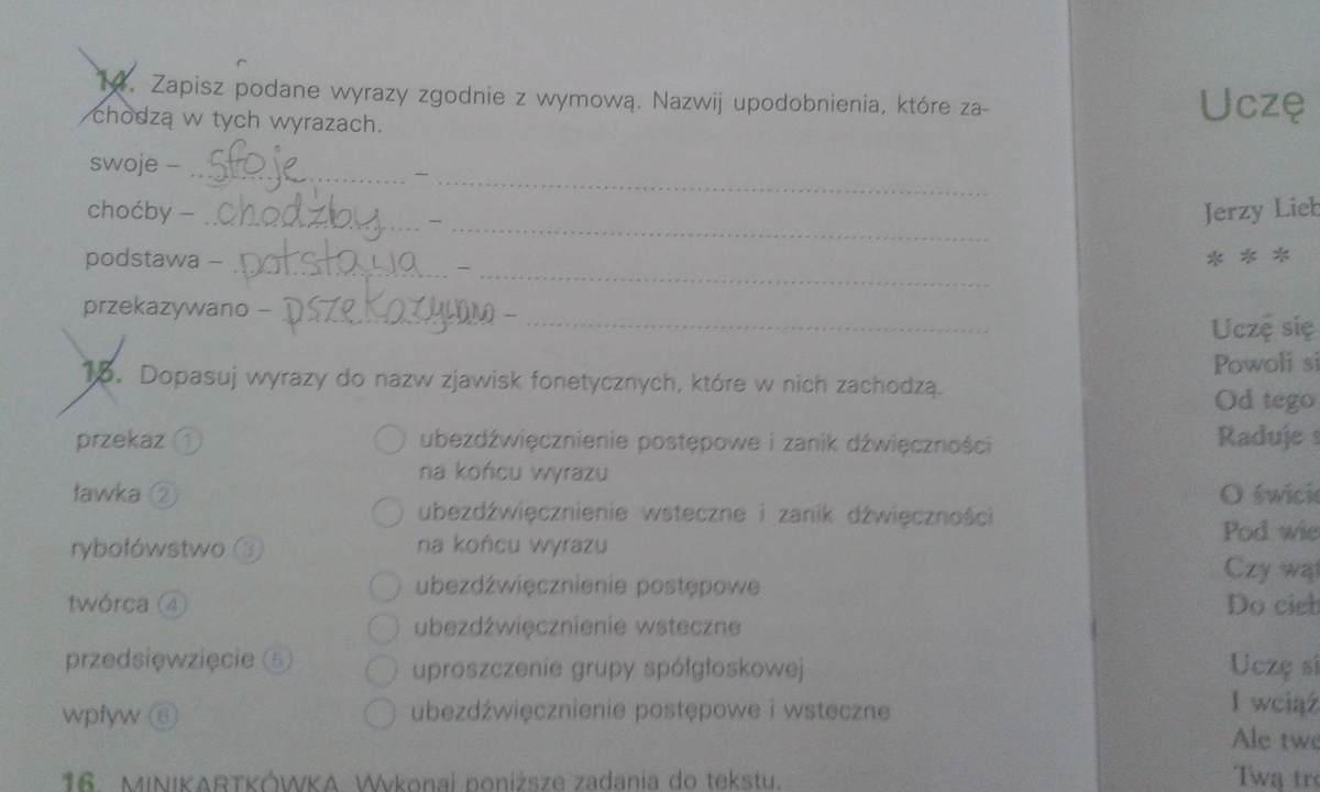 Dopasuj Wyrazy Do Nazw Zjawisk Fonetycznych Które W Nich Zachodzą