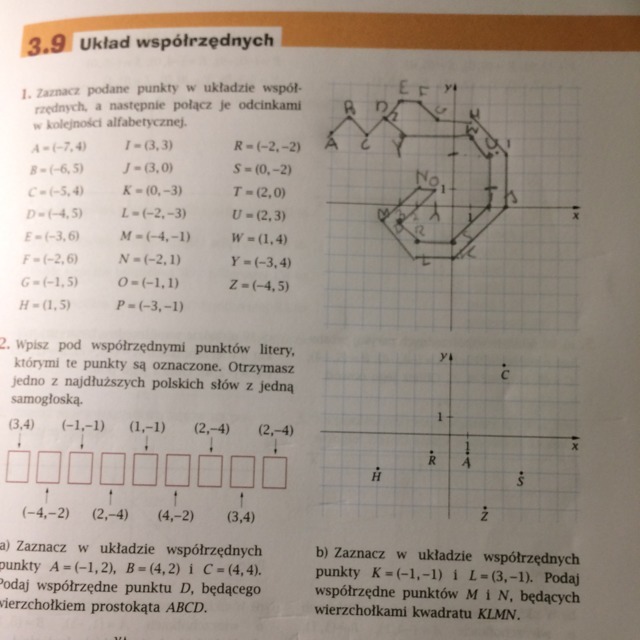 Wpisz Pod Współrzędnymi Punktów Litery Którymi Te Punkty Są Oznaczone